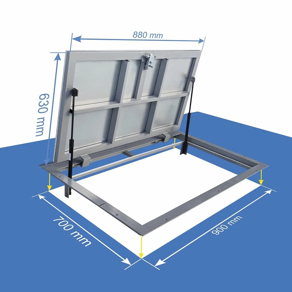 Trampilla de suelo Aluminio 700 mm x 900 mm(P) Tapa de Registro Tapa de Pozo Puerta de Inspección Tapa de Escotilla