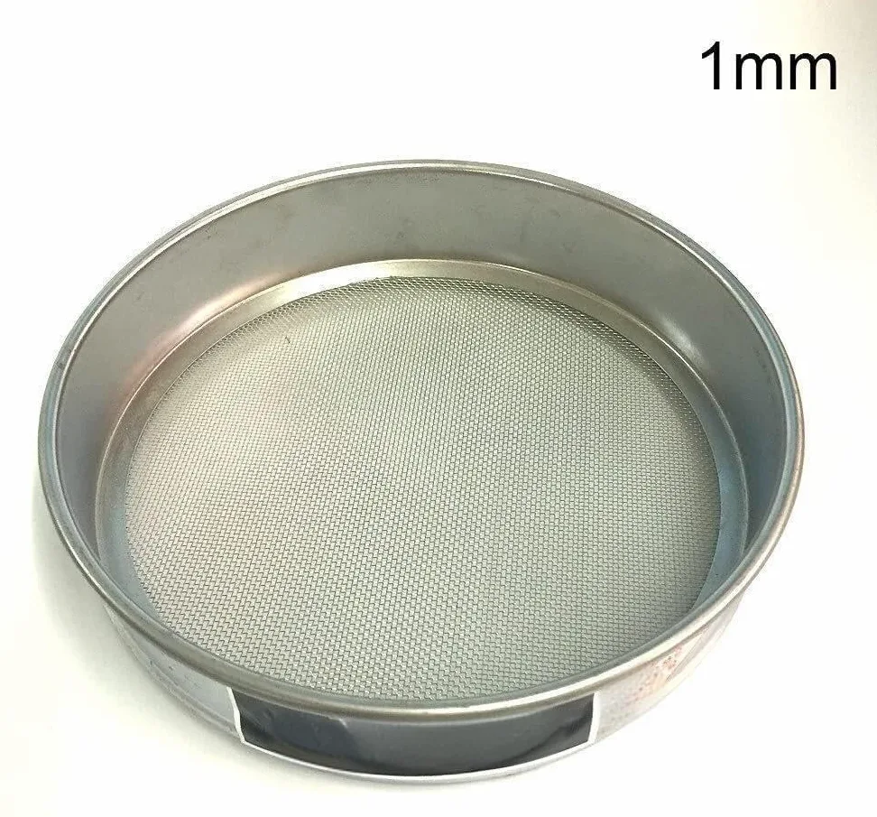 Tamiz de malla fina de prueba estándar de laboratorio, tamiz de suelo de 20 cm galvanizado 1 ud.(1mm)