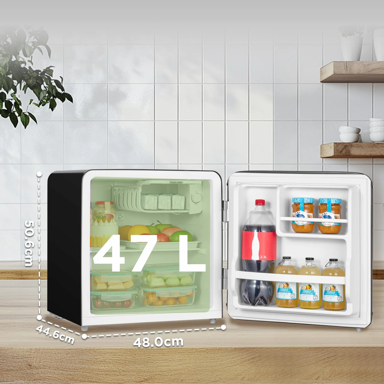 Comfee Single Door Mini Refrigerator 47L Retro Design Black Energy Class E