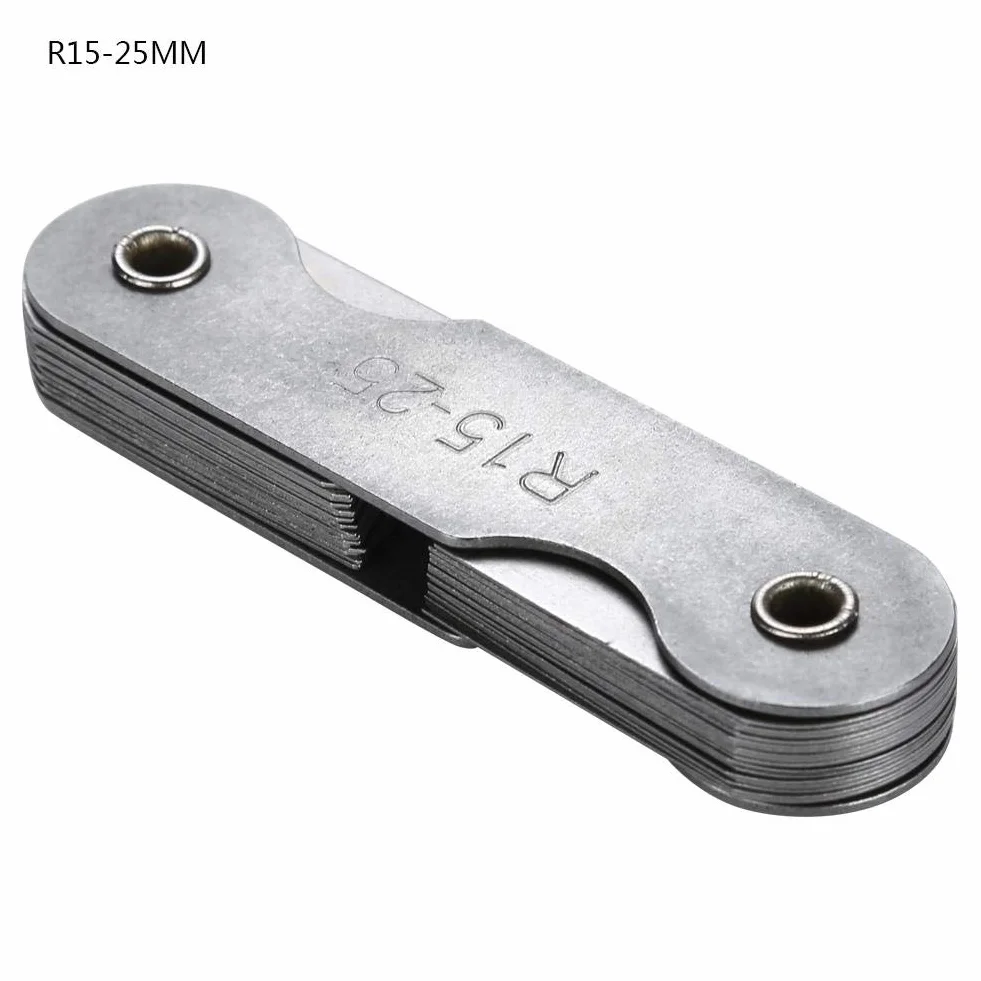 Acero Inoxidable Radius Fillet Gauge Cóncavo Convexo Herramienta de Medición R15-25MM