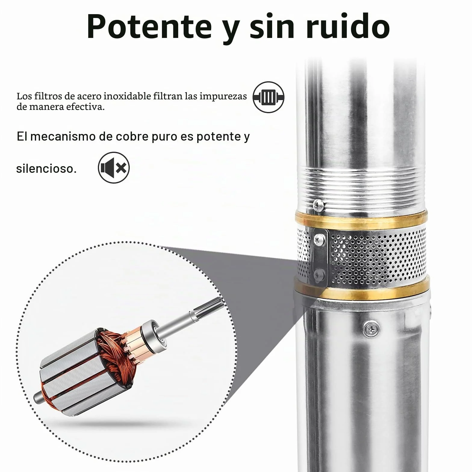 UISEBRT Bomba para pozos profundos, 4 pulgadas, 0,37 kW, acero inoxidable, compatible con arena, capacidad de extracción de hasta 4.000 l/h, bomba sumergible de 92 mm de diámetro