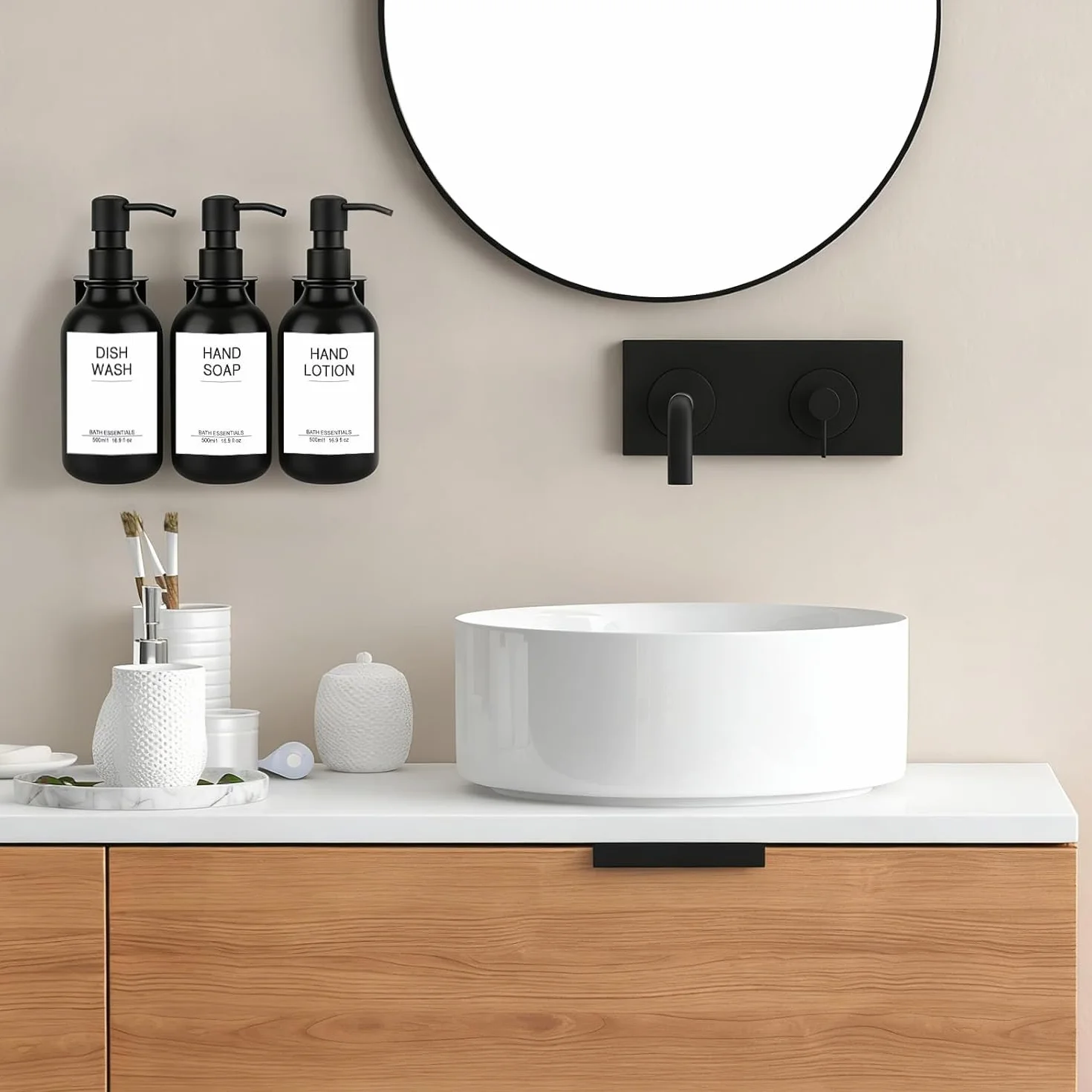 Dispensador Jabón Baño Pared 3 Piezas Botellas Vacías 500 ml Dosificador Bomba Plástico