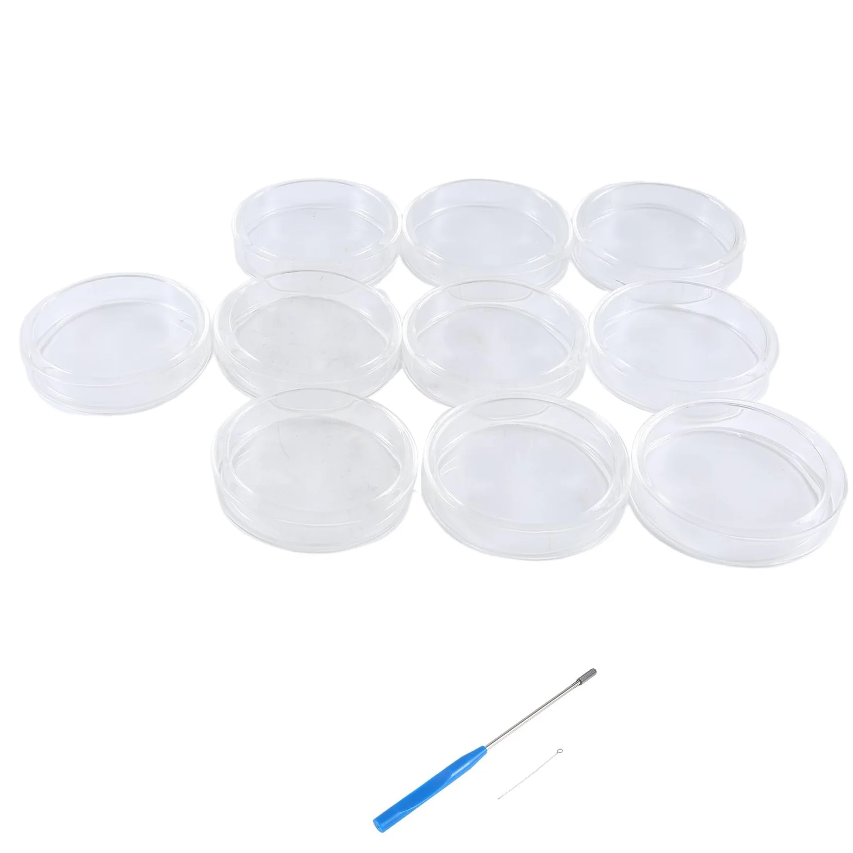 Placas de Petri de Vidrio de 90 Mm, 30 Placas de Petri de Laboratorio Esterilizables en Autoclave con Asa de InoculacióN, Esterilizables en Autoclave y Reutilizables