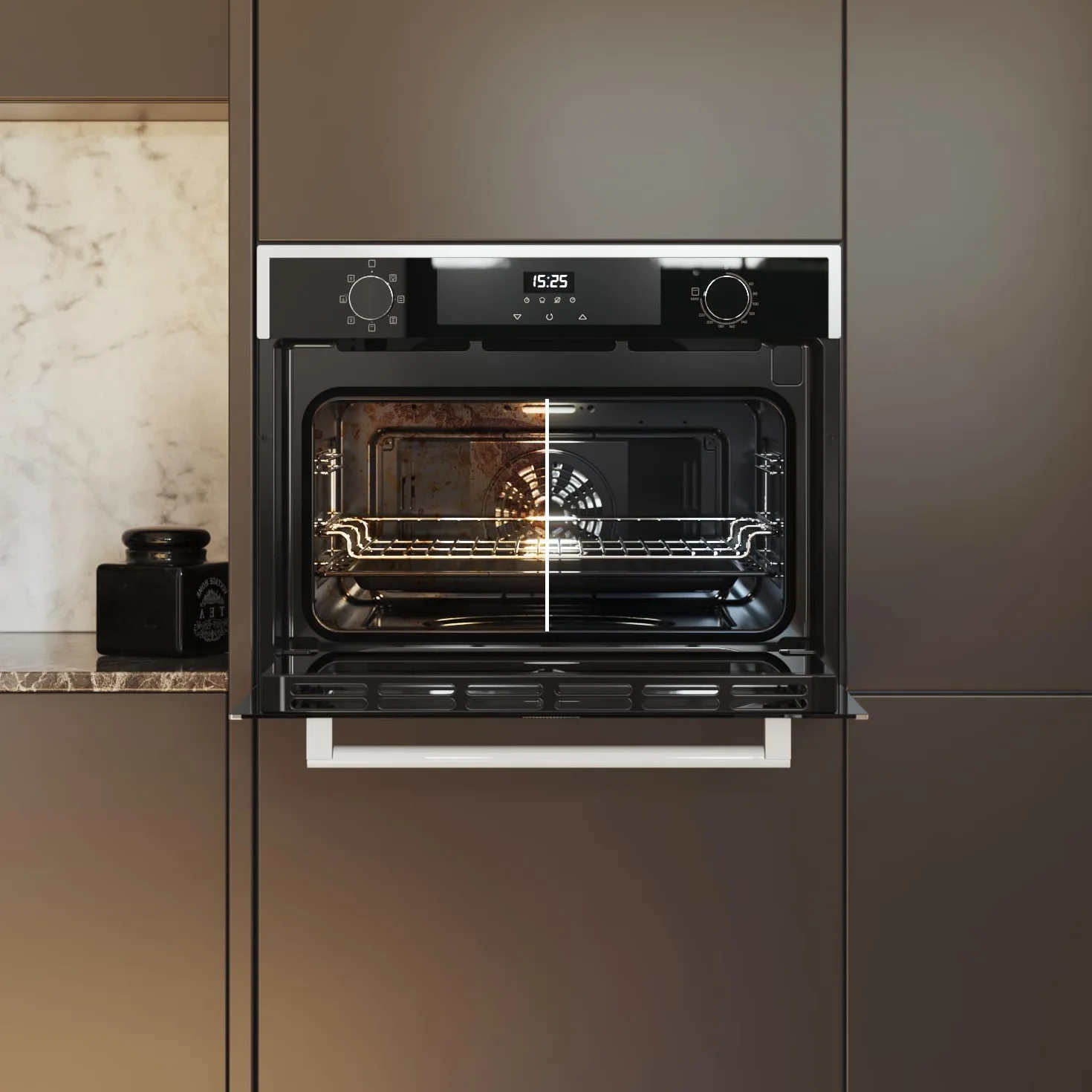 Cecotec Horno Integrable 45cm Alto Multifunción Bolero Hexa M224500 Edge A 2600W 53L 7 Funciones Grill Convección Vapor
