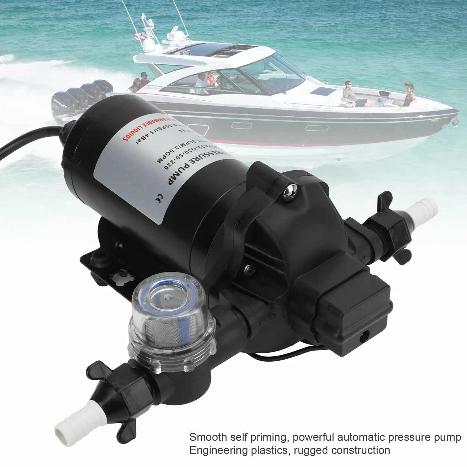Akozón Bomba de Diafragma de Agua 220V 11.3LPM 50PSI Autocebante