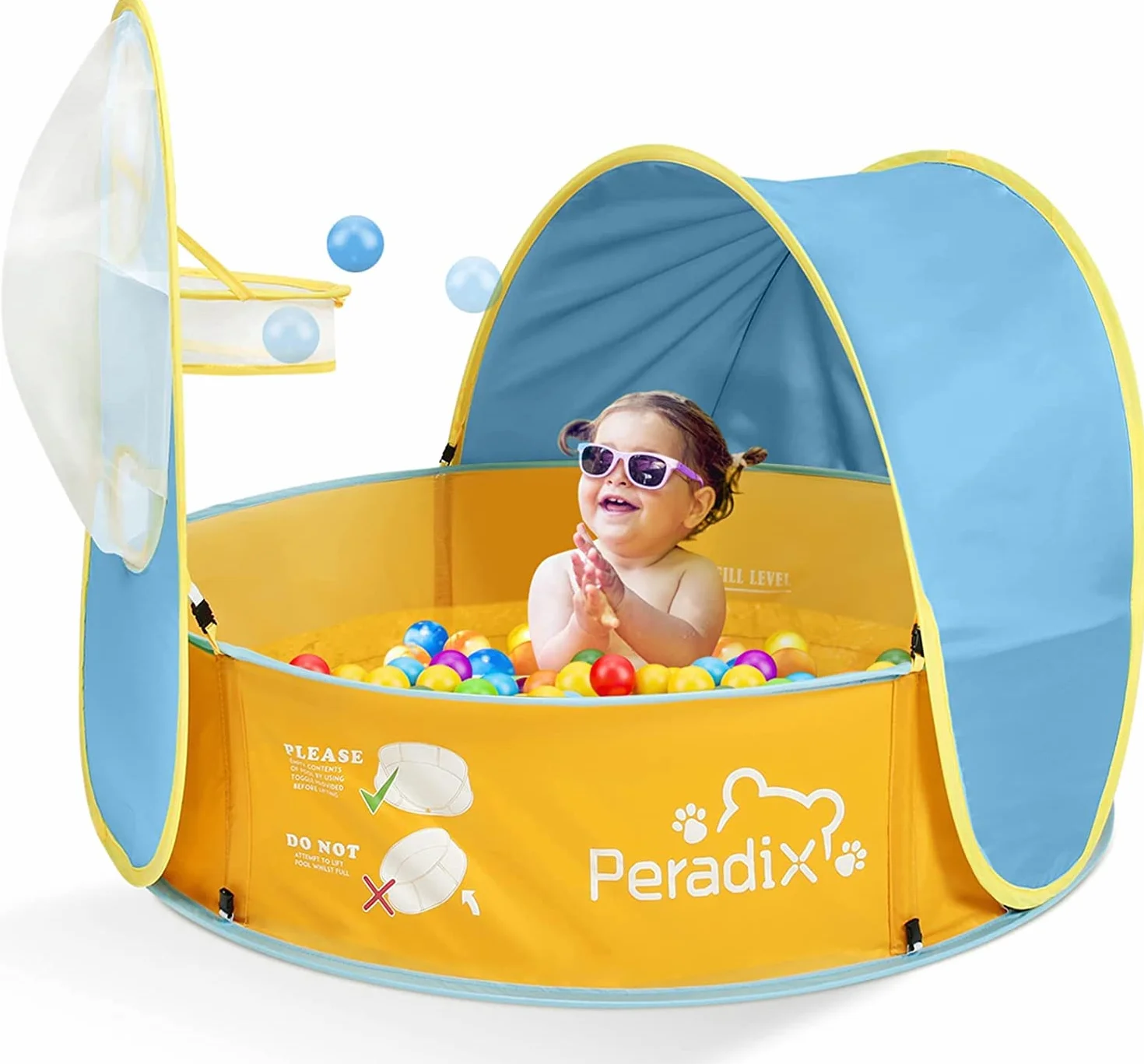 Peradix Tienda de Playa para Bebés Portátil con Techo, Protección Solar UV 50, Carpa Plegable (Azul)