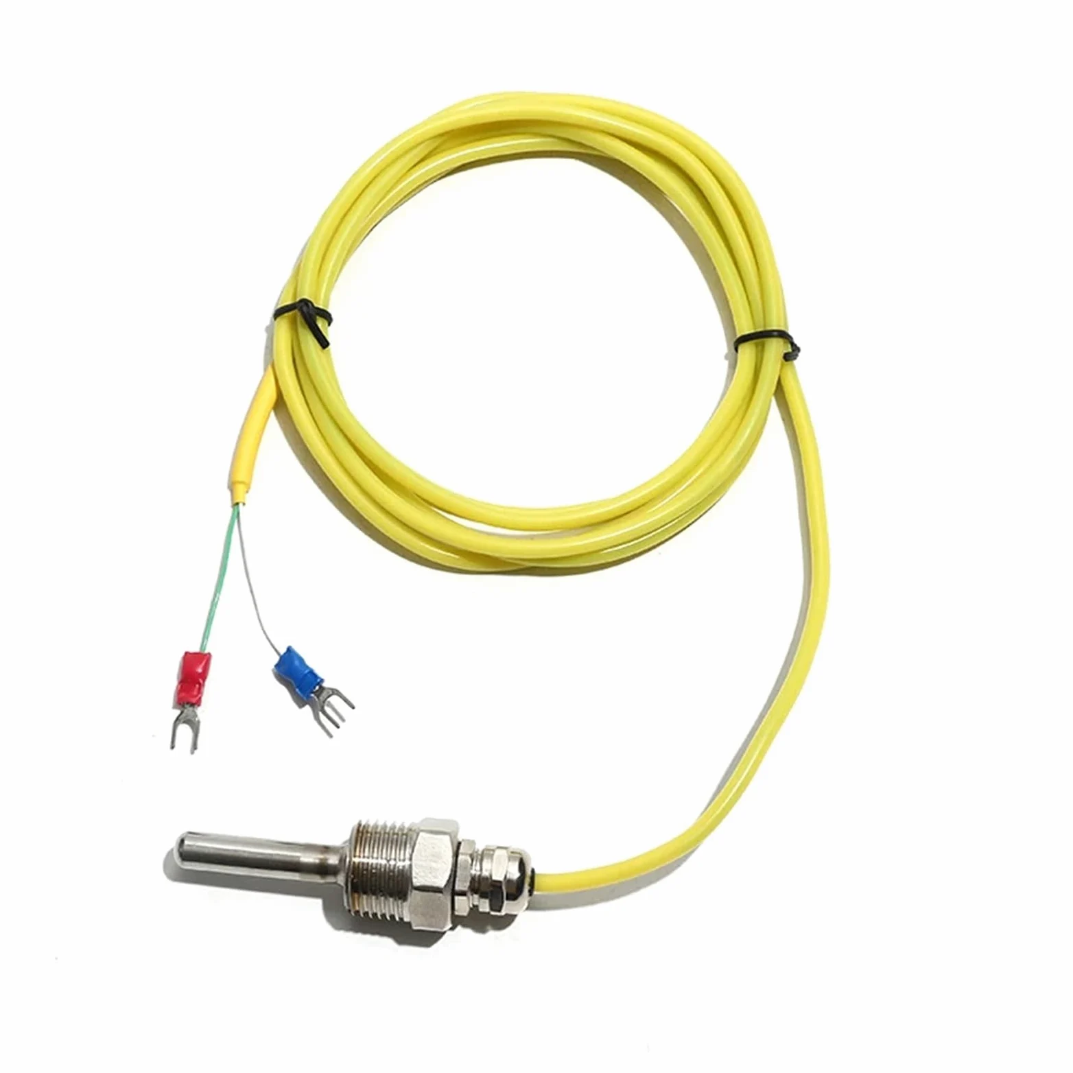 1 sensor de temperatura tipo K, sonda roscada de acero inoxidable de 2 m, termopar M12*1,5 mm/M20*1,5 mm, cable blindado con gel de sílice(M20x1.5 probe5x30mm)