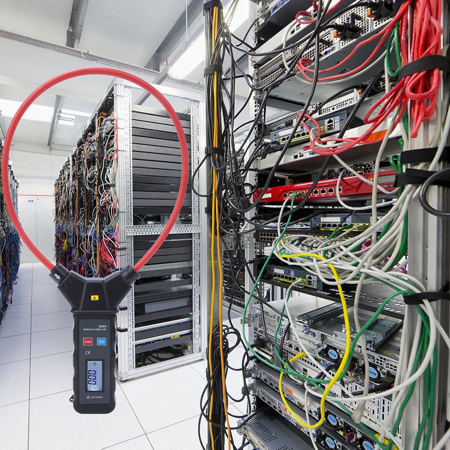 Alomejor Medidor de Abrazadera de Bobina Flexible Herramienta de Medición de Alta Corriente para Electricistas Diseño Duradero de 200 Mm de Diámetro