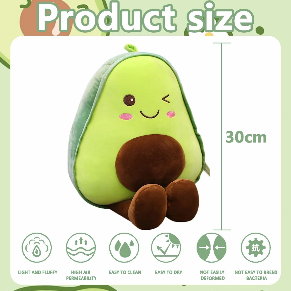 Muñeca Peluche Aguacate, Almohada Suave y Esponjoso, Cojín de Frutas, Regalo para Niños
