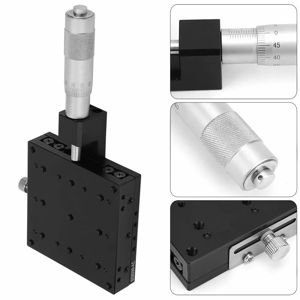 Keenso SEMX80-AC Micrómetro manual de precisión lineal etapa de traducción, Tabla de deslizamiento X Axis, 80x80mm
