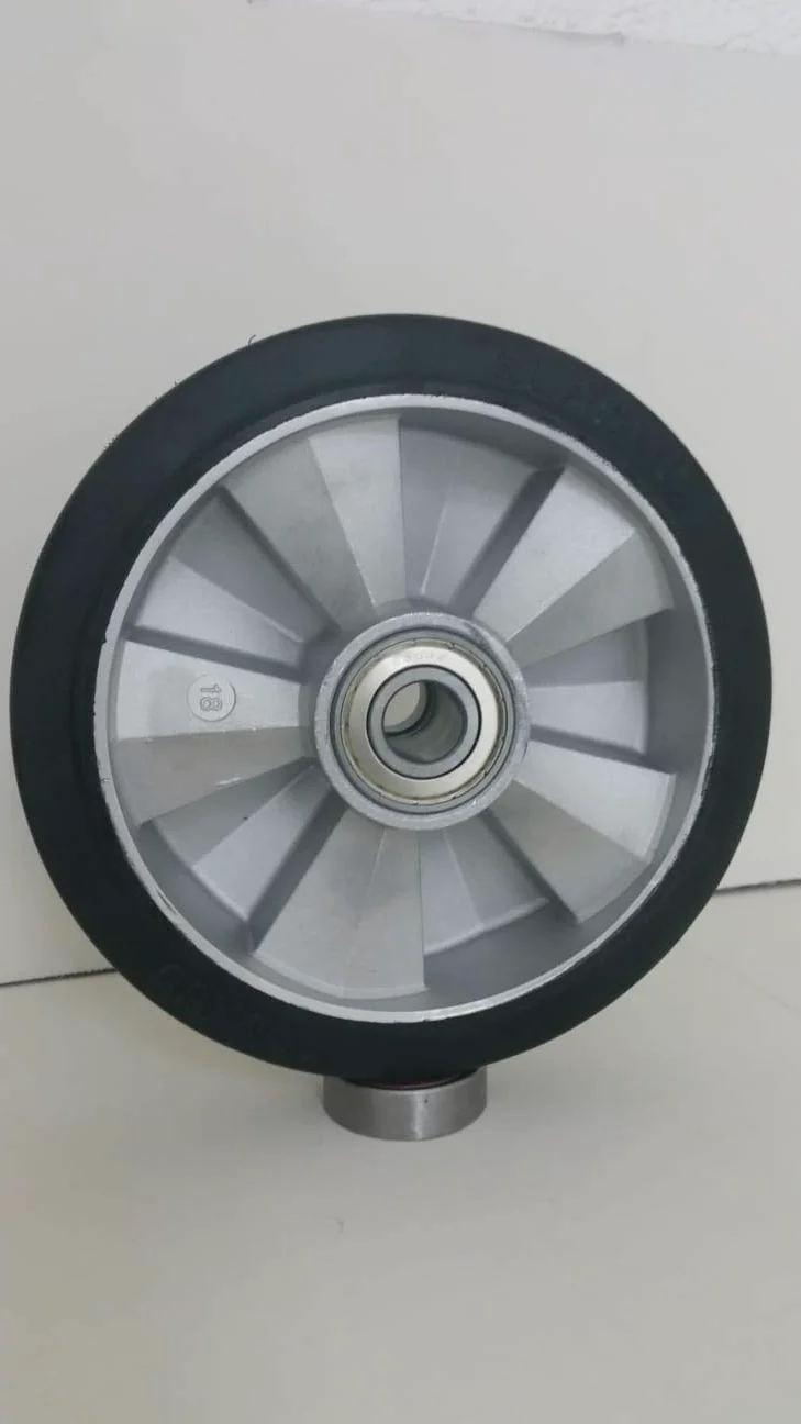 2 ruedas de goma de 200 mm para carretilla elevadora con rodamiento de bolas, agujero 20 (200-20-48)