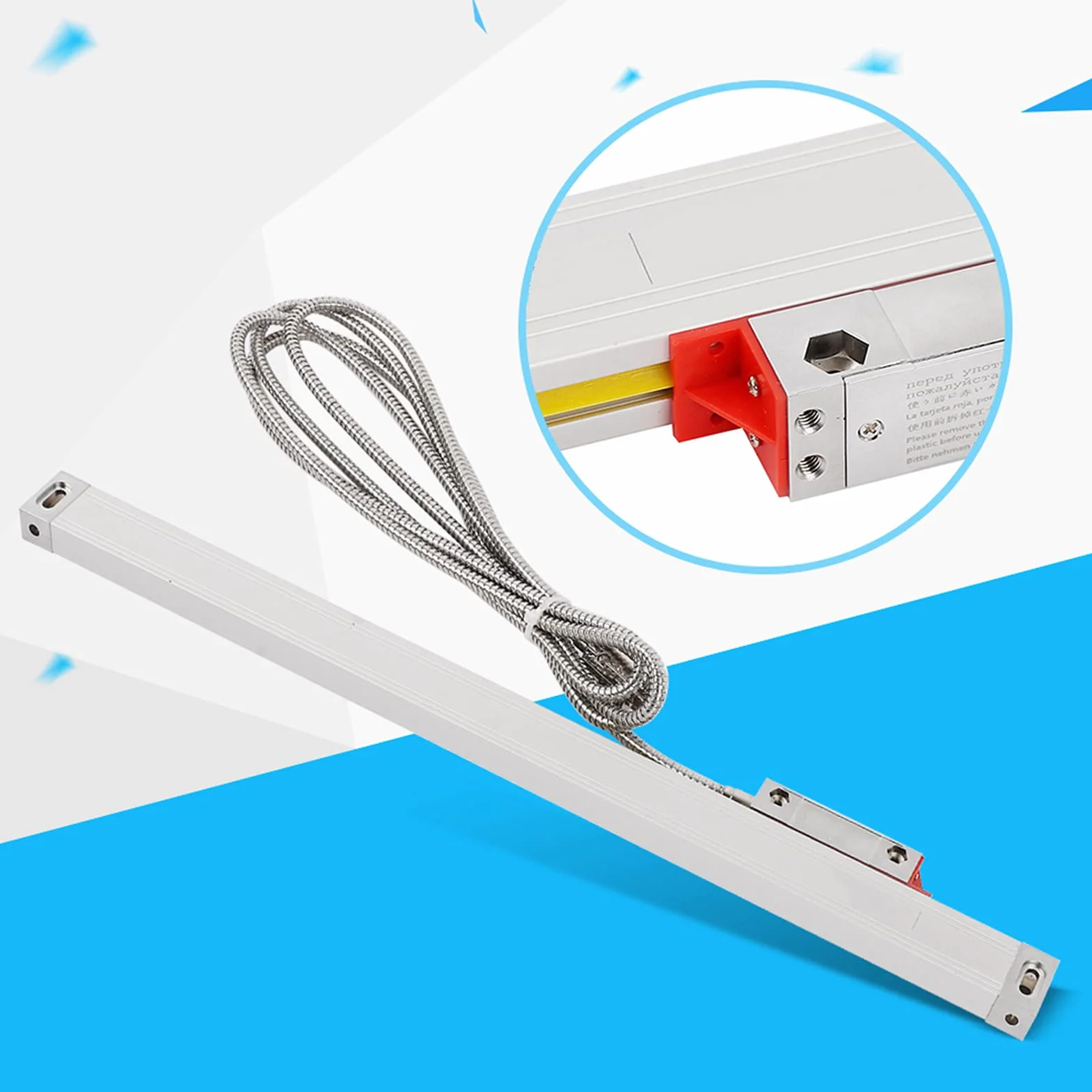 Codificador de Escala Lineal, Codificador de Regla Lineal, Codificador de Escala Lineal óptica Sensor de Regla de Rejilla de 5 μm de Alta Precisión para Torno DC5V con Cable (800)
