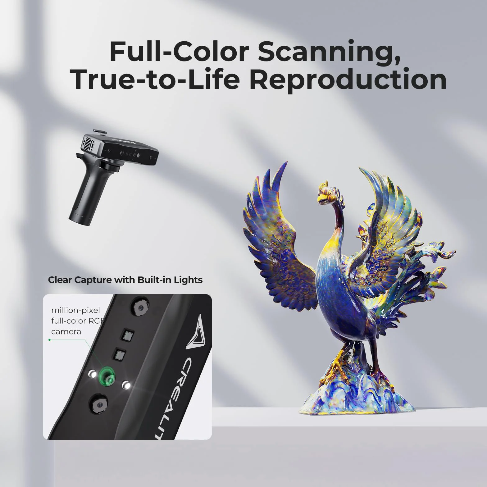 Creality Otter Lite Basic Escáner 3D, Precisión de 0,05 mm, Diseño Innovador de Cuatro Ojos, Adecuado para Todos los Tamaños, 30FPS, One-Shot3D, Tecnología de Luz Estructurada DOE3D