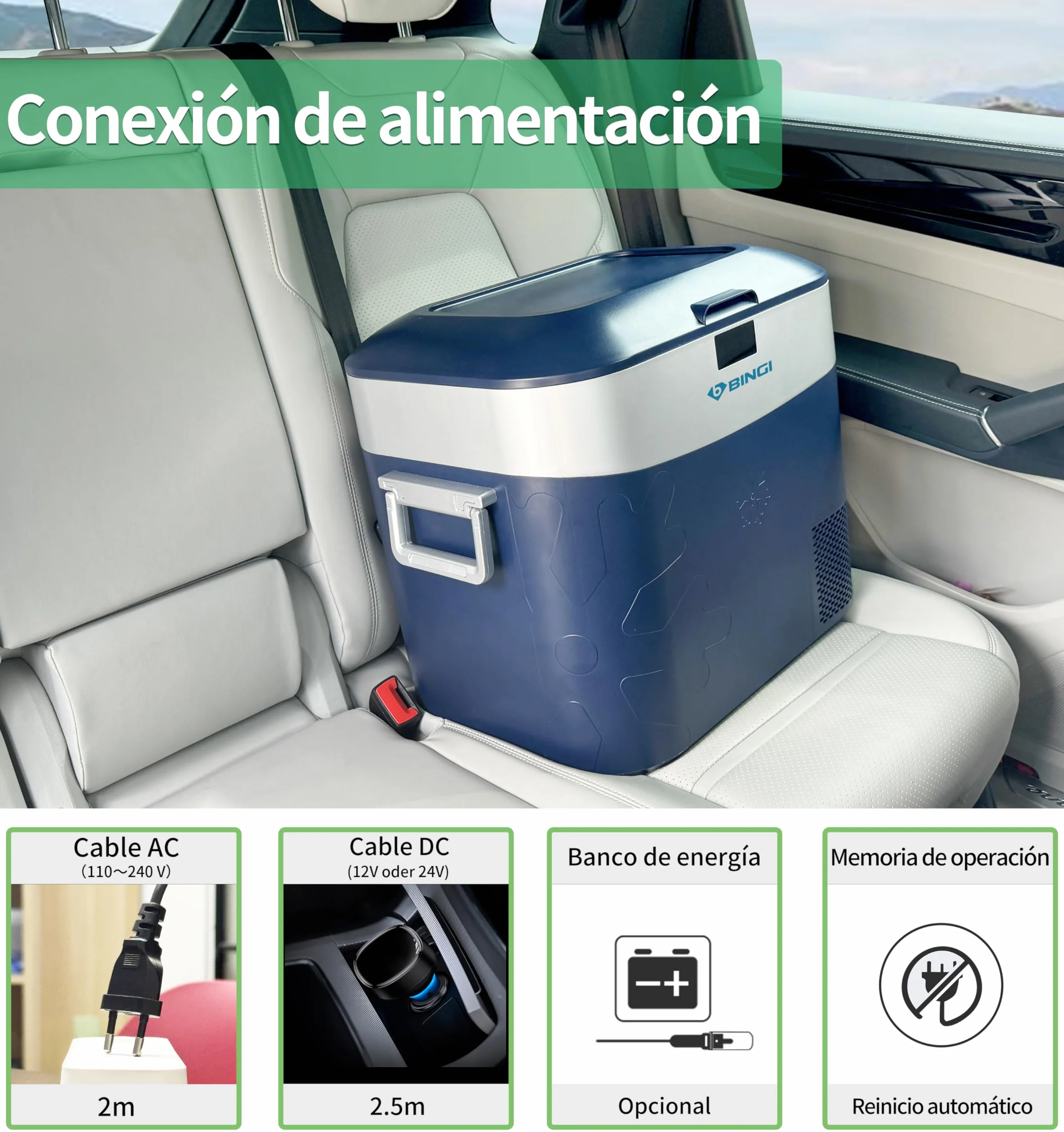 Nevera Portátil Eléctrica 22L Compresor 12V/24V 220V -18ºC a +15ºC para Coche Camping