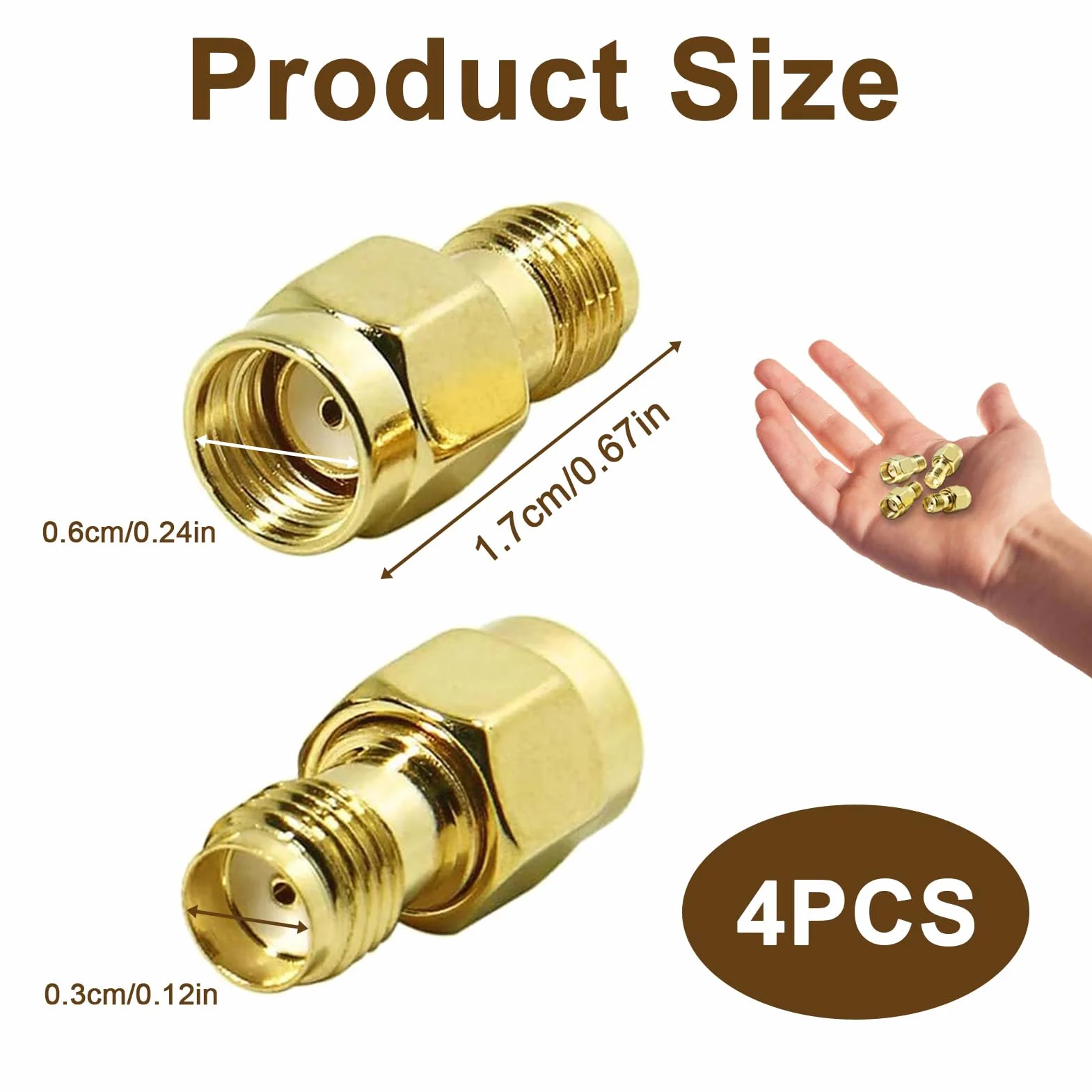 4 Piezas Adaptador Coaxial SMA RF Conector Antena TV SMA Macho a RP-SMA Hembra SMA Hembra a RP-SMA Macho para Wi-Fi FPV