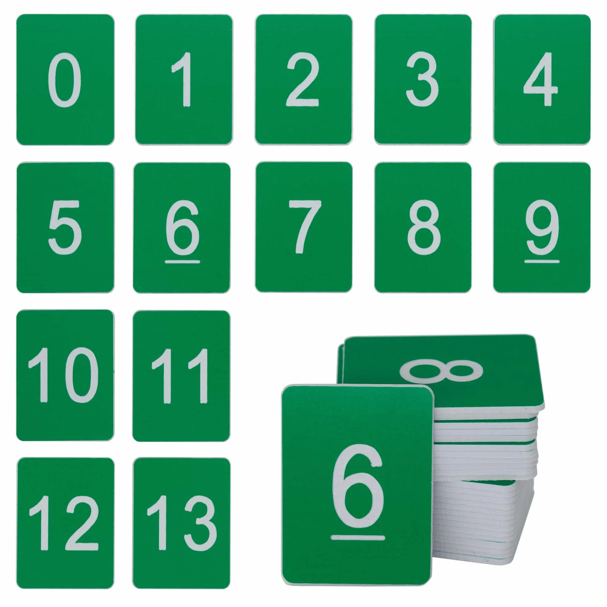 Etiquetas de plástico numeradas rectángulo 0-50 verde
