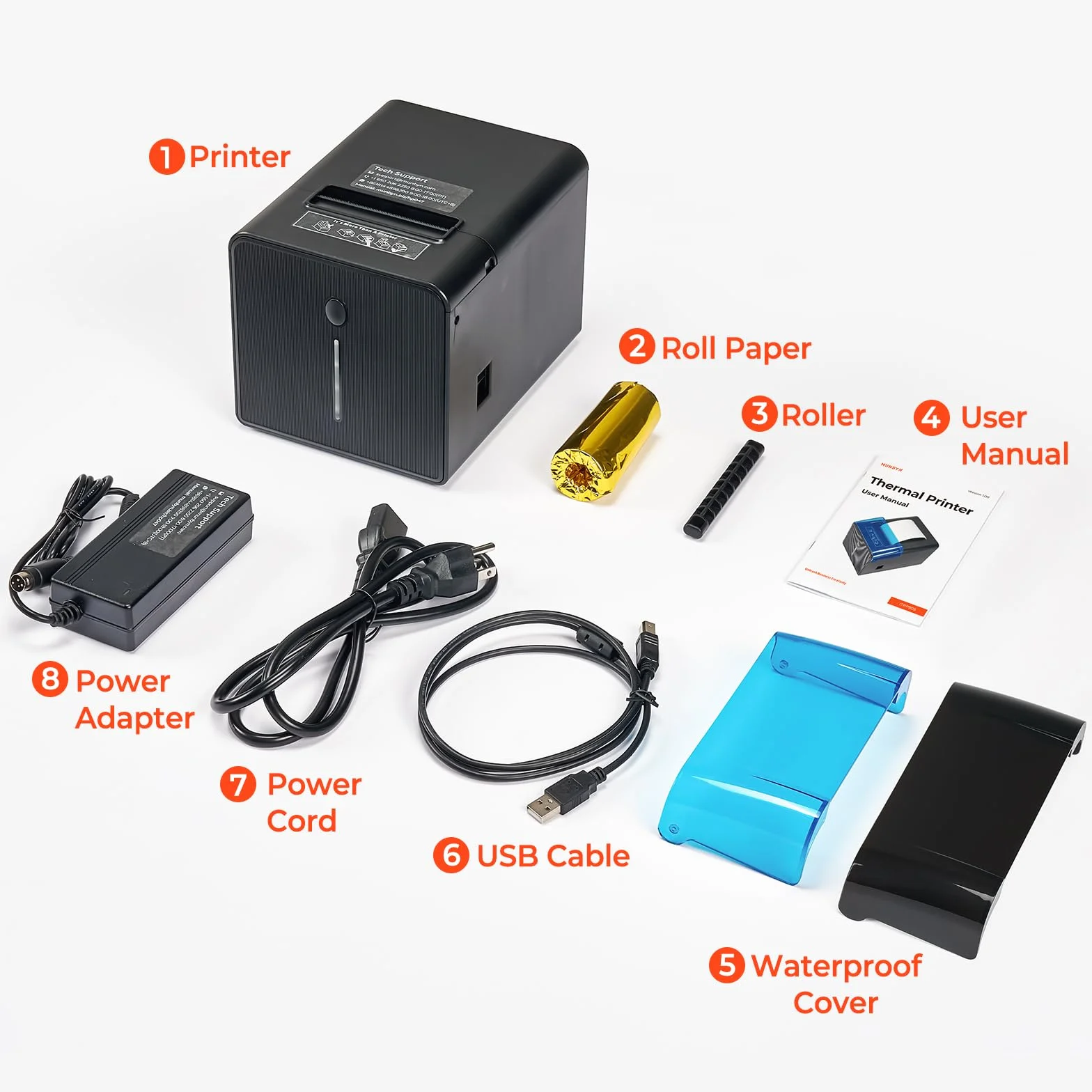 MUNBYN Impresora de Tickets WiFi, Impresora Termica Recibos, con Tapa oleófuga y antisalpicaduras, Puertos USB/LAN/Serial, Compatible con MacOS, Windows, Linux, Chromebook, iOS, Android