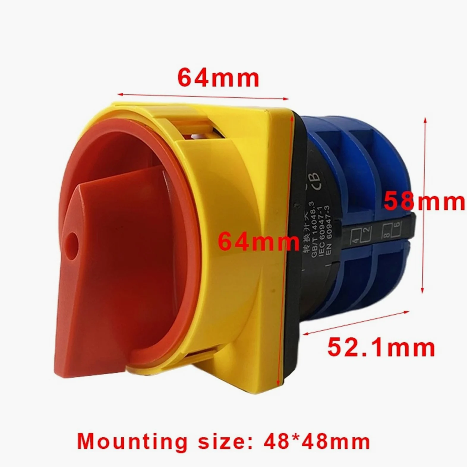 LW26GS-32/04-2 interruptor de leva giratorio candado de encendido y apagado de 2 posiciones 690V 32A interruptores de cambio de 2 polos contacto plateado YMW26 1 Uds