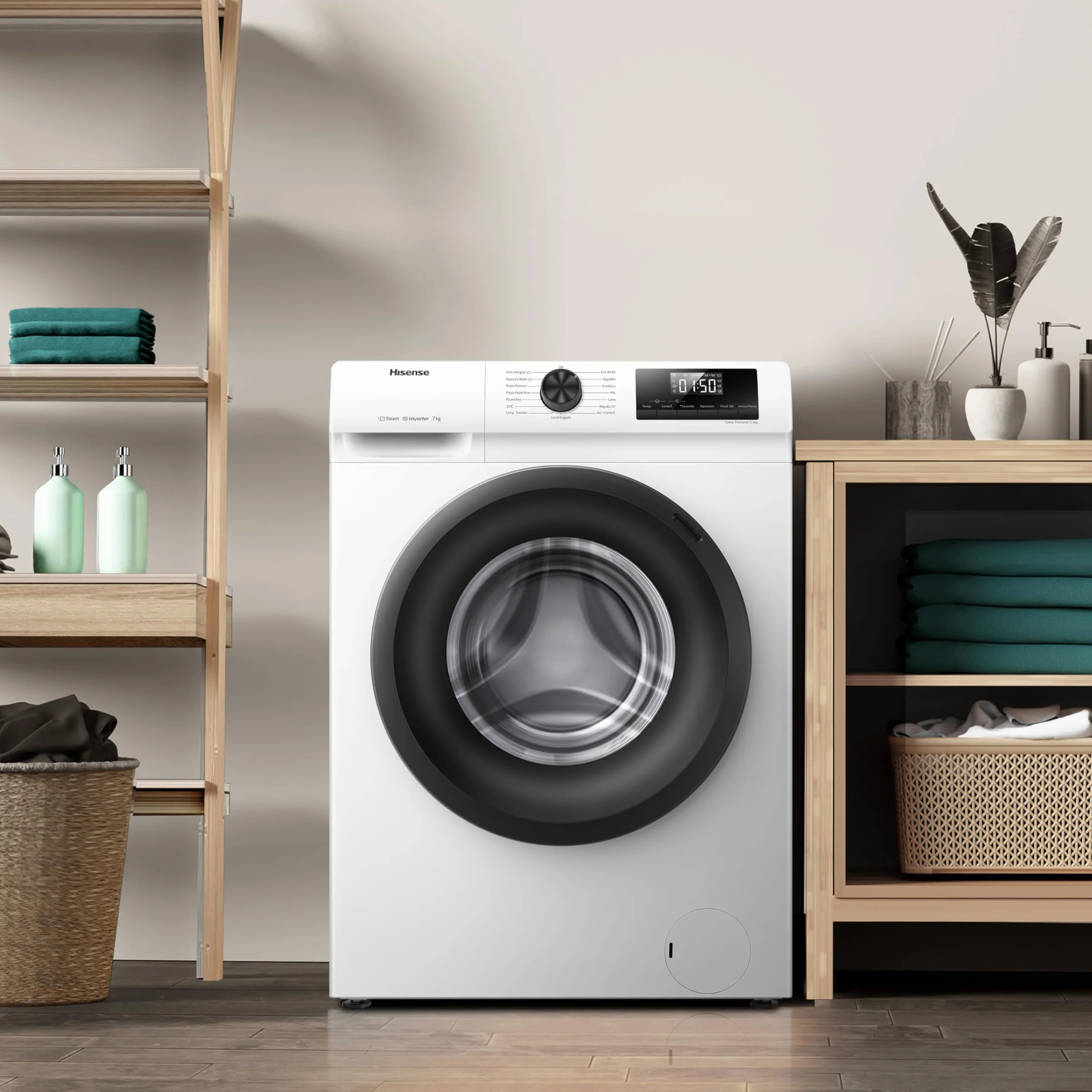 Hisense Lavadora WFQP701219VM 7 Kg 1200 rpm 84.5 cm Blanco