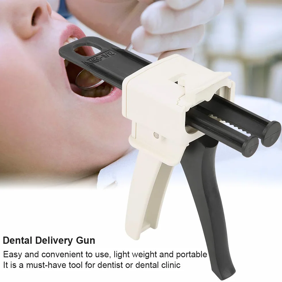 Pistola dispensadora dental Cartucho 1: 1/2: 1 Pistola dispensadora de mezcla de impresión de caucho de silicona Pistola dispensadora de acero inoxidable