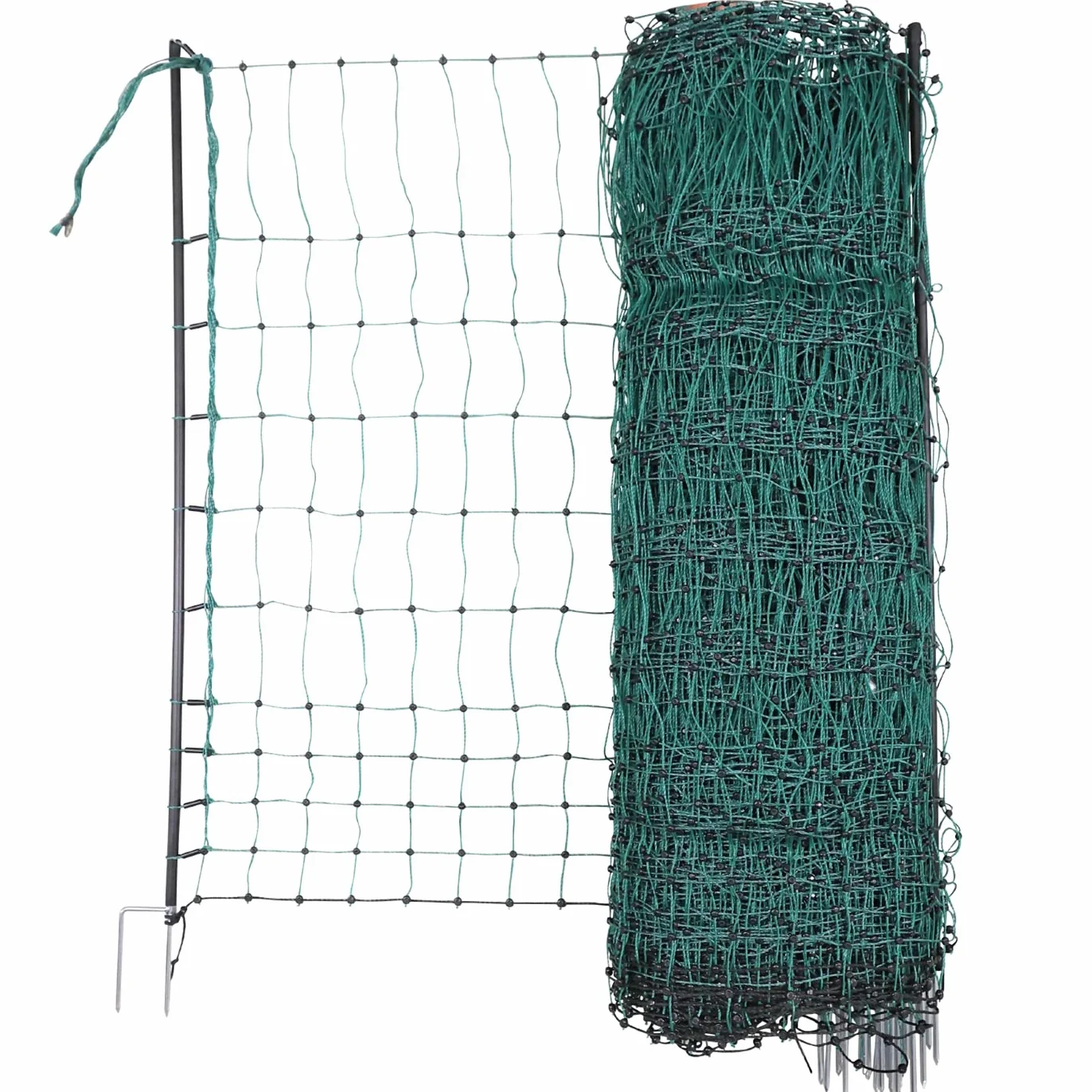 VOSS.farming Red para gallinas “farmNET”, Rollo de 25m de Longitud y 112cm de Altura, 9 Postes con Punta Doble y Kit de reparación, Verde, no electrificable