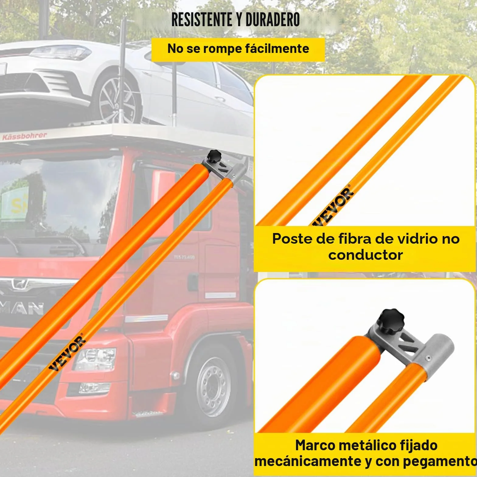 VEVOR Varilla telescópica para medir altura rango de varilla medidora de altura de carga 140-457 cm fibra de vidrio con poste ajustable no conductora con bolsa de transporte para transporte en camión