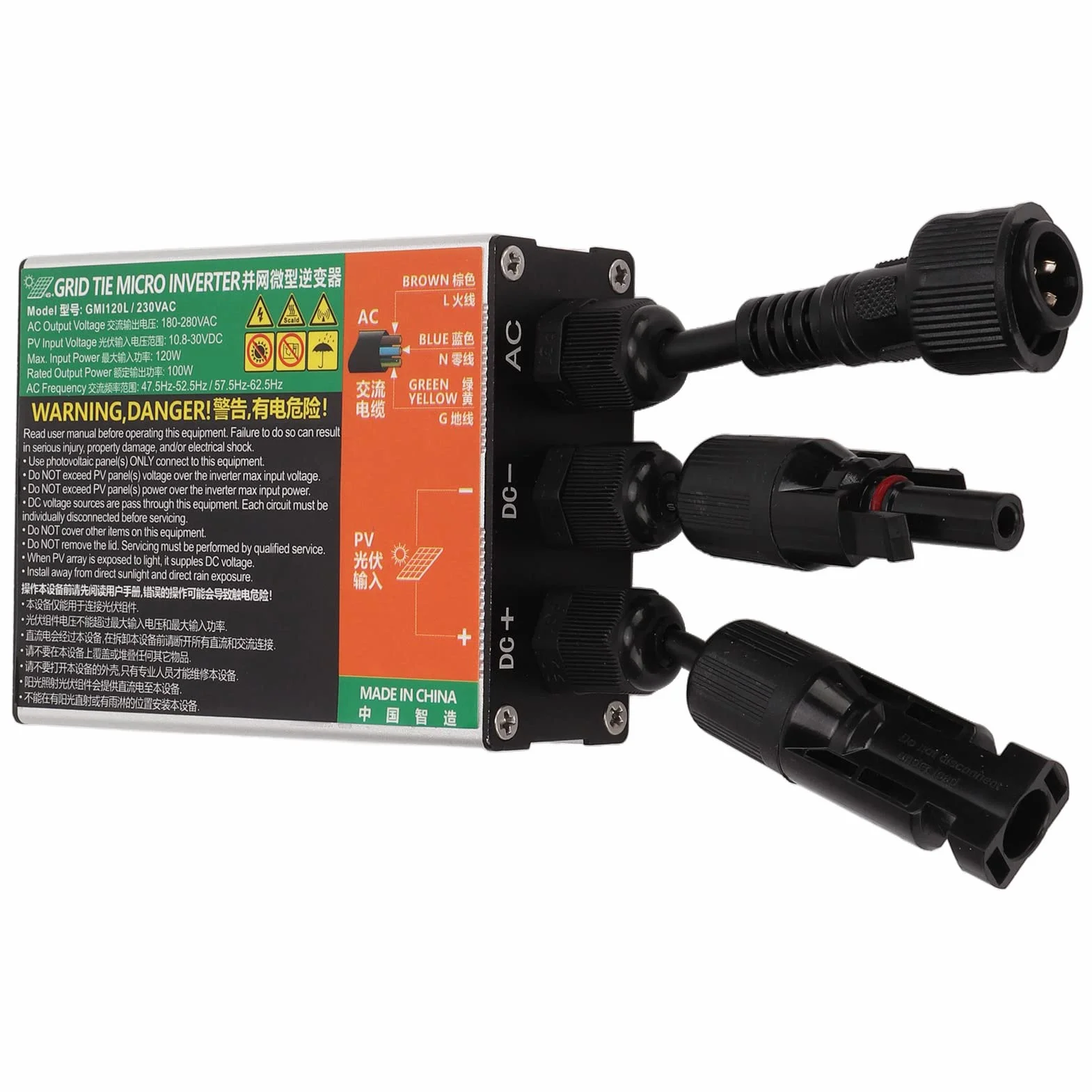 VOBOR 120W MPPT Micro inversor de conexión a Red,12V a 25V MPPT inversor de conexión a Red Micro inversor de Onda sinusoidal para Sistemas solares pequeños, Resistente al Agua