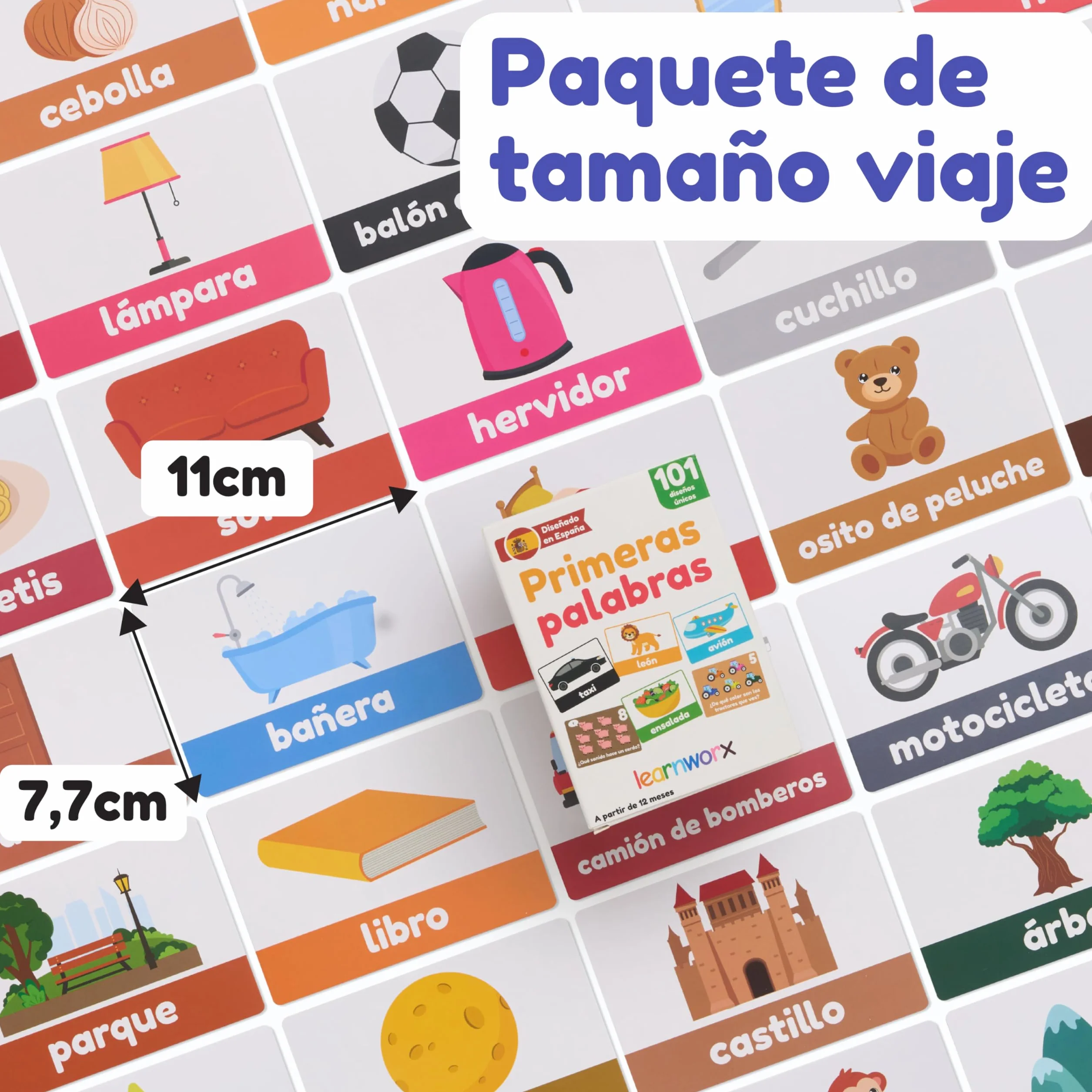 Tarjetas Educativas Bebés 1 2 3 Años | 101 Tarjetas Únicas Flashcards Primeras Palabras | Juguete Desarrollo del Lenguaje