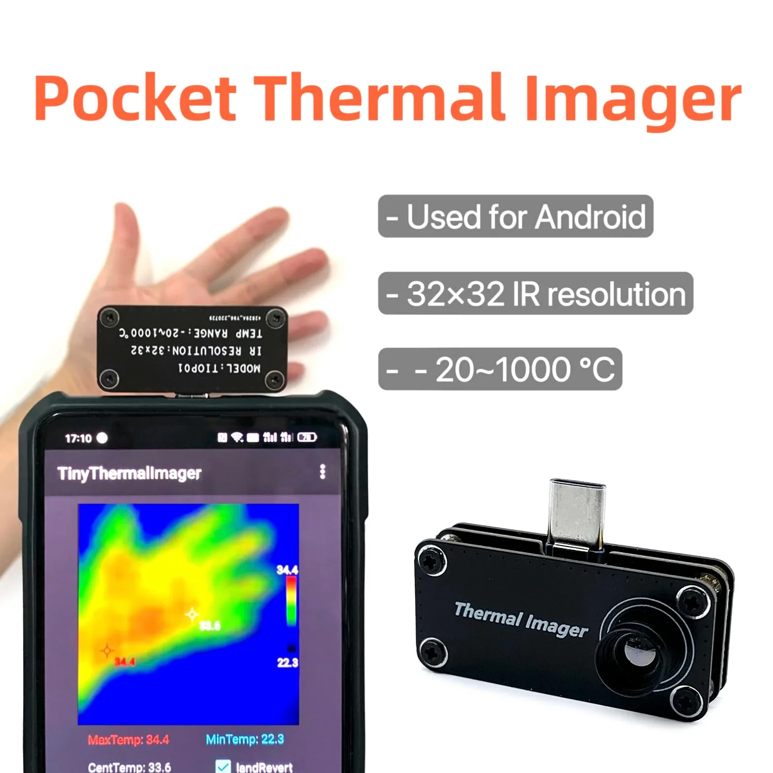 Sensor de temperatura para cámara de imágenes térmicas, herramienta de medición para uso en viajes, calibre tipo C