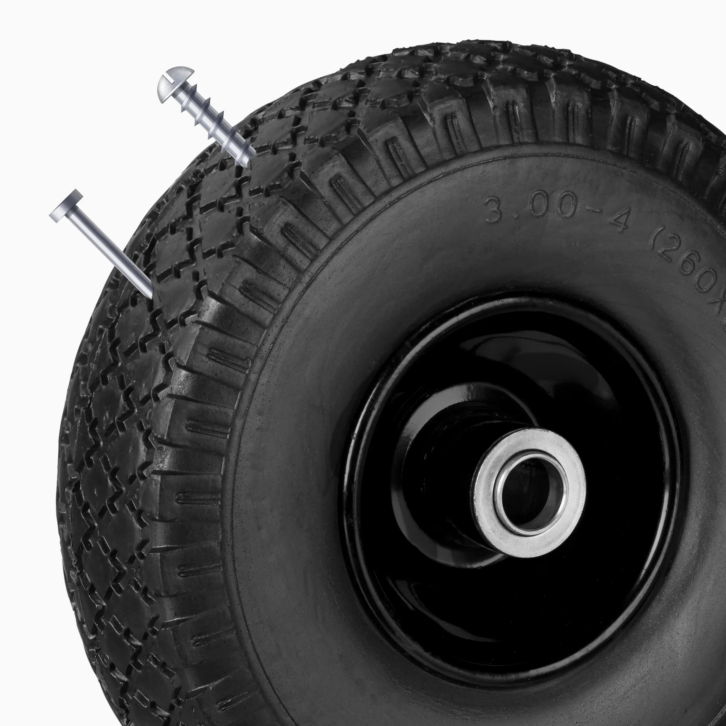 8 Ruedas de carretilla, Neumáticos de goma, 3.00-4, Eje de 20mm, Hasta 100 kg, 260x85 mm, Negro