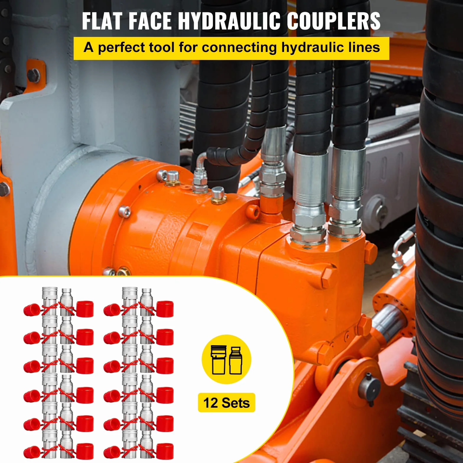 VEVOR Acoplador hidráulico Acoplamiento rápido hidráulico Cuerpo de 1/2" Acoplamiento hidráulico 1/2" NPT Acoplamiento hidráulico Acoplamiento rápido 12 pares Acoplamiento rápido hidráulico 27,6 MPa