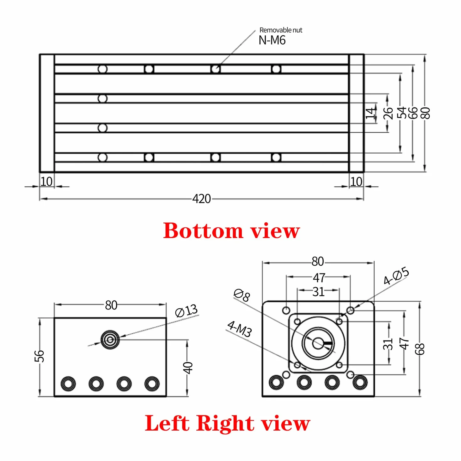 RATTMMOTOR Elevación del actuador lineal L-300 mm, husillo de bola, guía lineal CNC con motor paso a paso Nema23 1,8 °, 3 A, 1,2 N.m para fresadora CNC (EBX1605J).