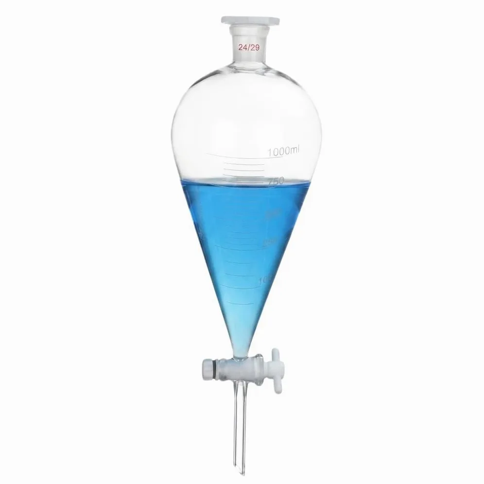 Embudo Decantación Vidrio Borosilicato Llave PTFE Matraz Graduado-1000mL 24/29
