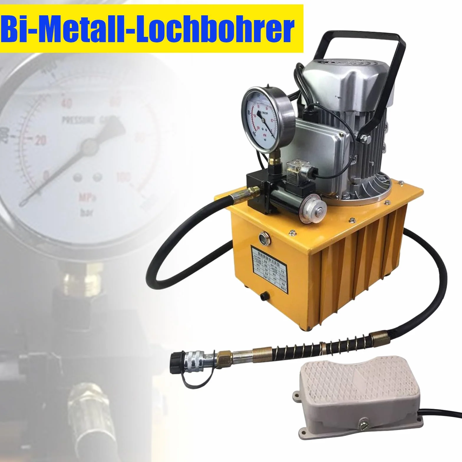 Bomba hidráulica, 0,75 kW, 700 bar, bomba electrohidráulica+válvula de imán de pedal, unidad hidráulica eléctrica de alta calidad, capacidad de aceite 7 l
