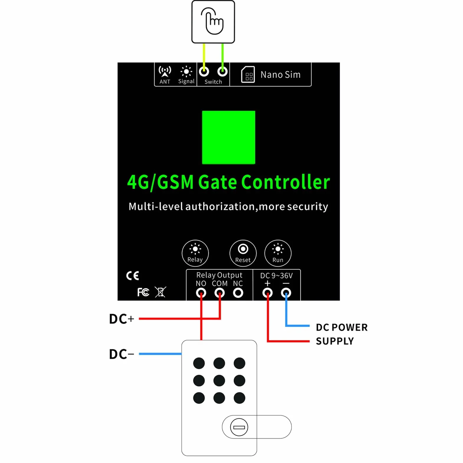 Abridor de Puerta G203 GSM, Control Remoto de Acceso a Puerta de Garaje 3G 4G, Reinicio de Reinicio Remoto Compatible, Interruptor Remoto GSM 4G