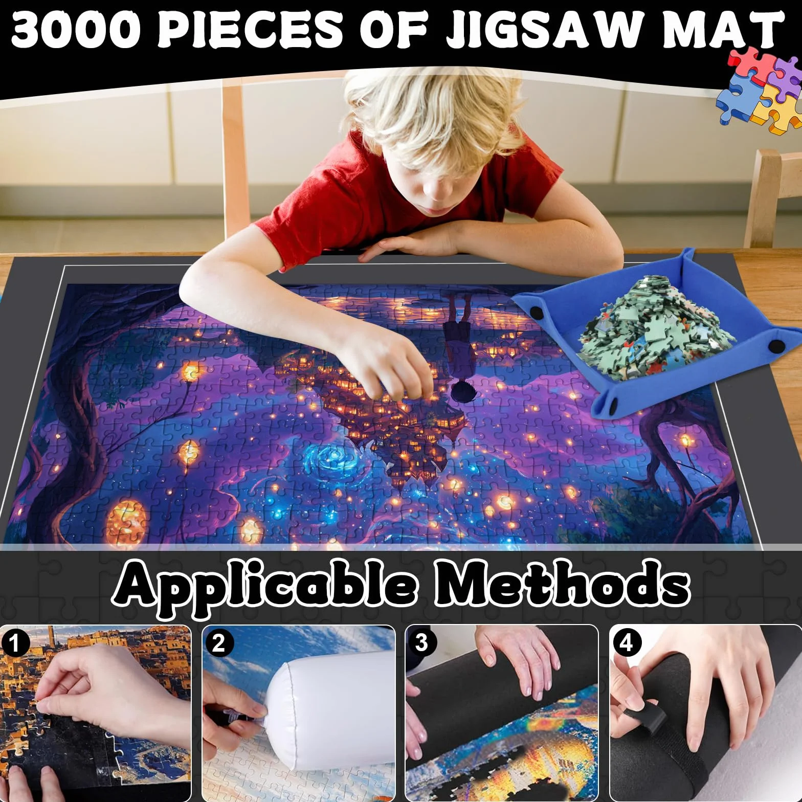 Puzzle Mat 3000 Pieces Portable Felt Puzzle Guard Mat (Grey)
