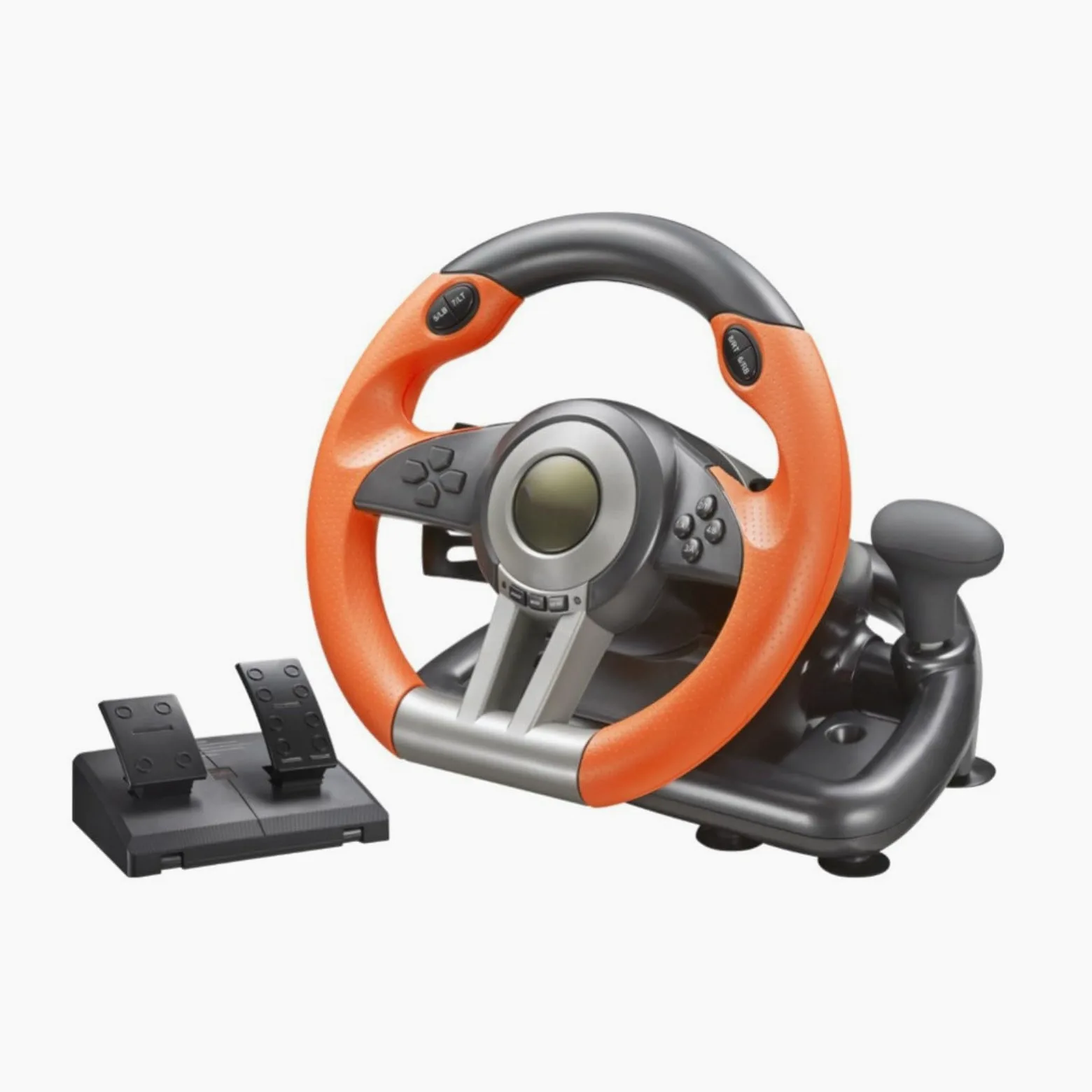 Opatiny Volante para juegos compatible con PC Switch One, ABS para volante de carreras con pedal, negro para Sim Racing naranja de 30 cm (negro)