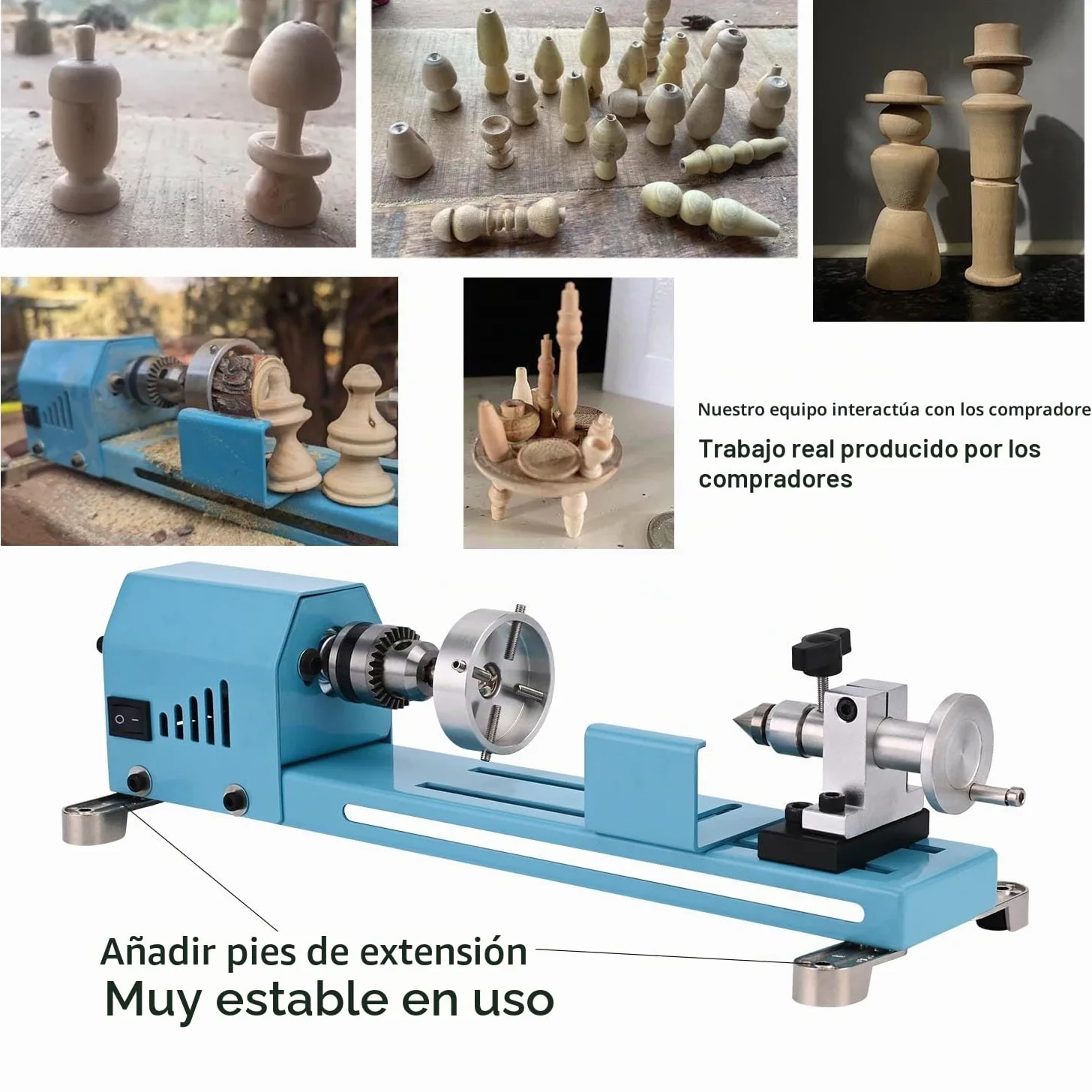 Mini Máquina de Torno Multiusos Con Herramientas Profesionales Torno Para Madera Corte, Molienda, Pulido Torno de Metal de Escritorio Fácil de Usar