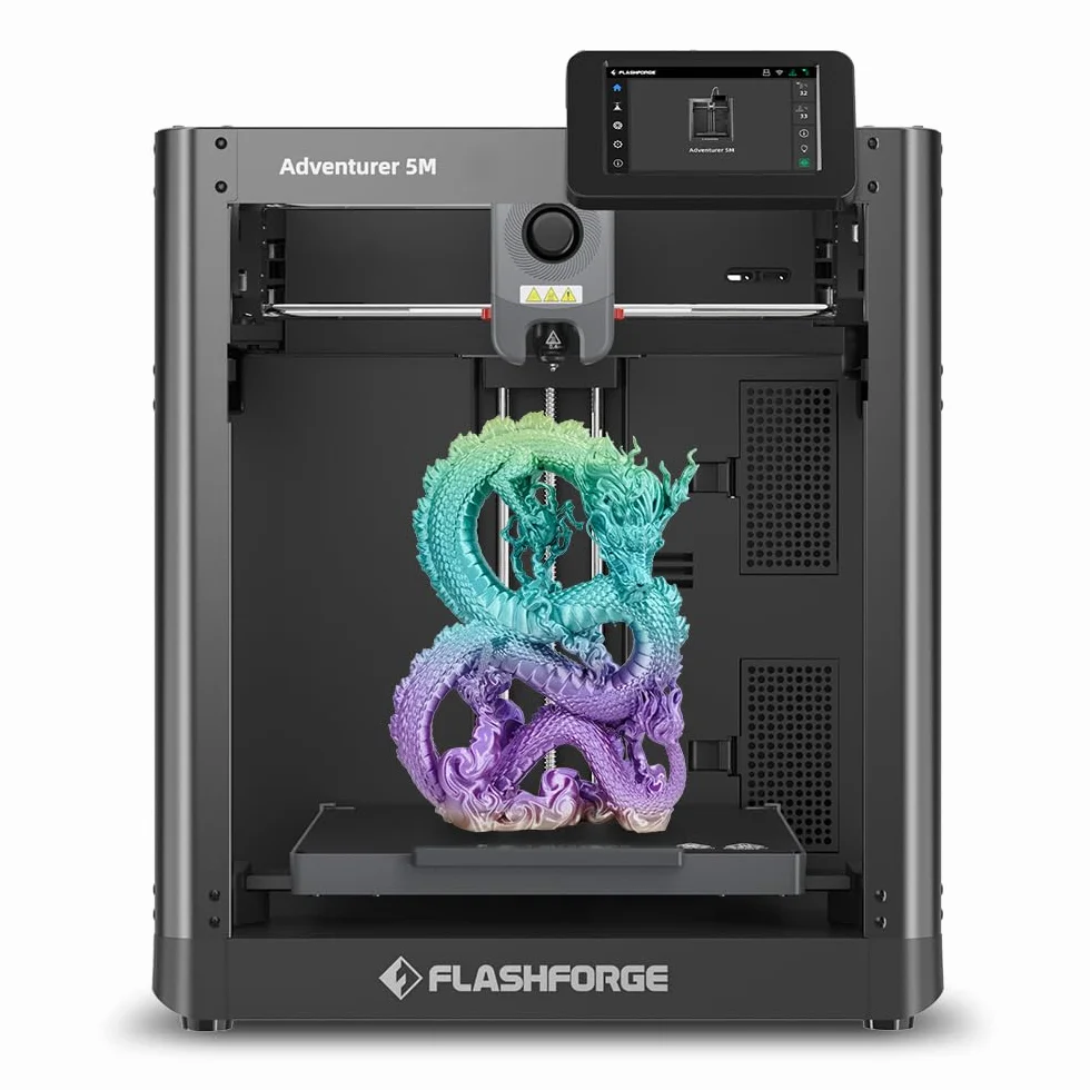 FLASHFORGE Adventurer 5M Impresora 3D, impresora de Nivelación totalmente automática, impresión de alta velocidad 600mm/s, estructura XY central, tamaño de impresión grande 220*220*220mm