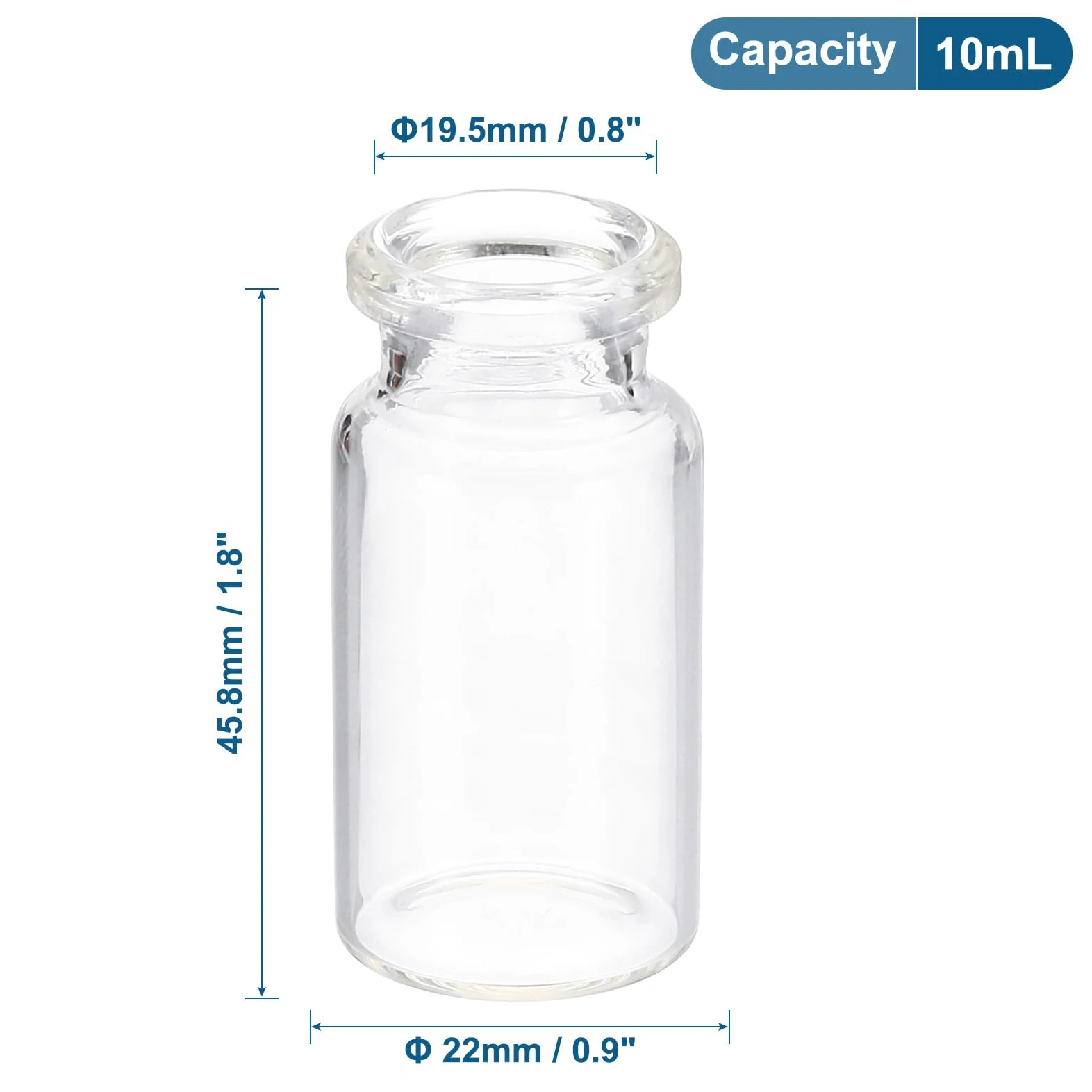 PATIKIL Frascos de Muestra de Espacio de Cabeza de 10 ml, 100 Piezas de Frascos de Vidrio de Borosilicato con Cierre de 20 mm Botellas de Fondo Plano para Laboratorio Científico