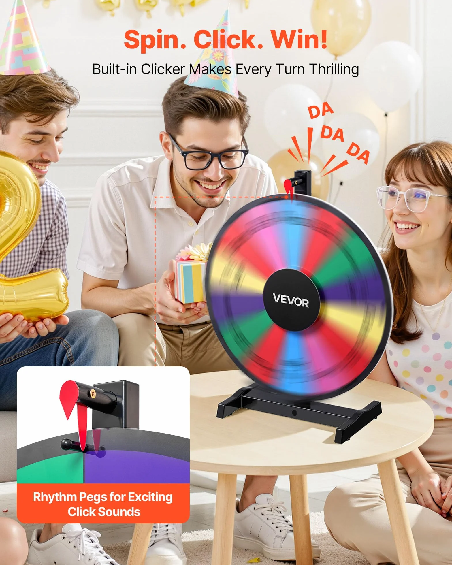 VEVOR Rueda de la Fortuna 14 Ranuras con Soporte Juegos de Lotería Ruleta Ganadora 458 x 205 x 550 mm