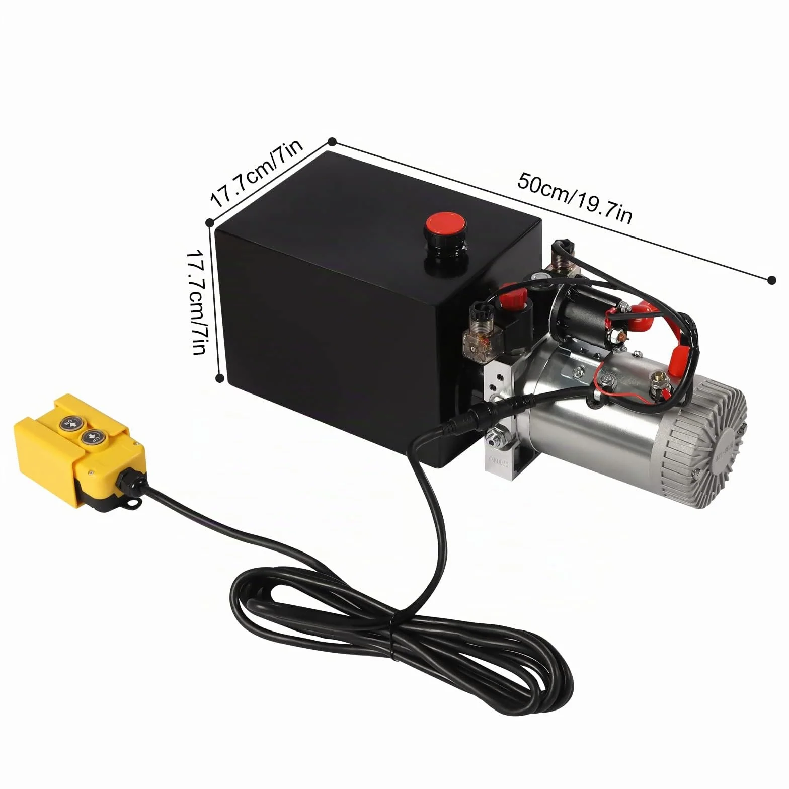 Bomba hidráulica de 3000 W, 7.57 L, bomba de remolque basculante, doble acción, unidad hidráulica para elevación y bajada con mango de control cableado de 4,5 m