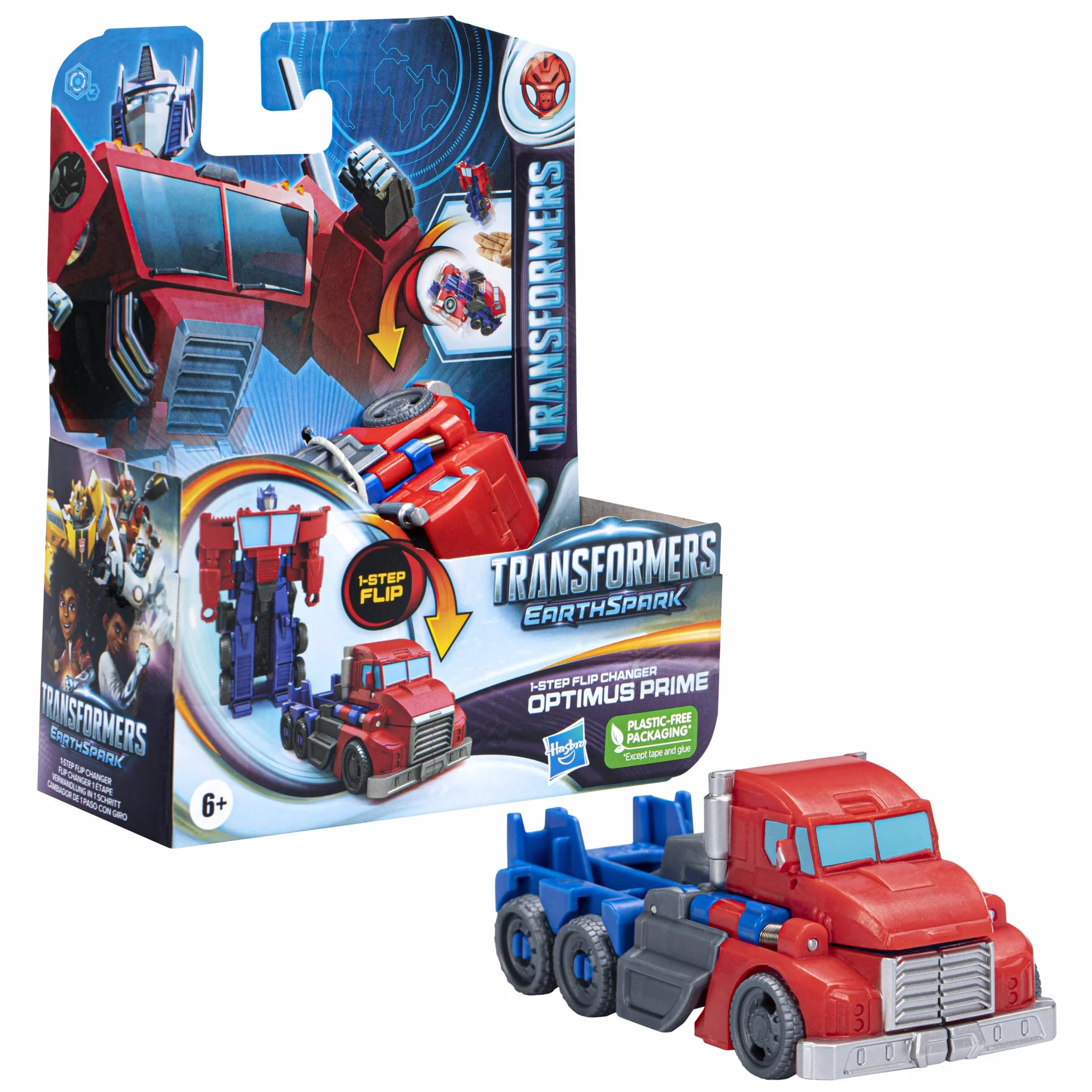 Transformers EarthSpark Figura Optimus Prime 10 cm Cambiador 1 Paso Giro Robot