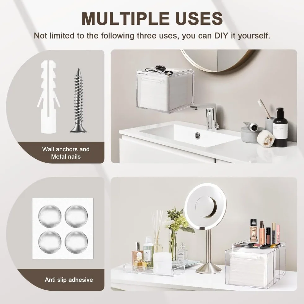Caja de Almacenamiento de Toallas Faciales Desechables - Contenedor Acrílico Compatible con Clean Towel XL
