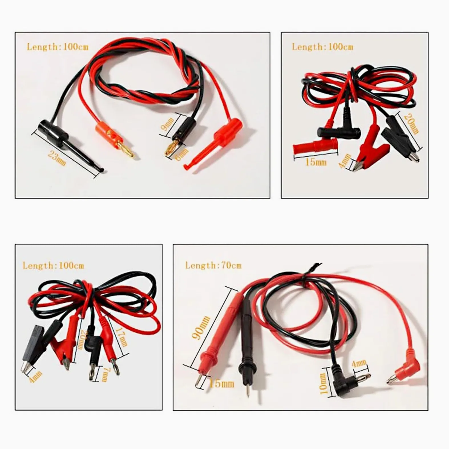 Cable de prueba de multímetro con clips de cocodrilo (test-07)