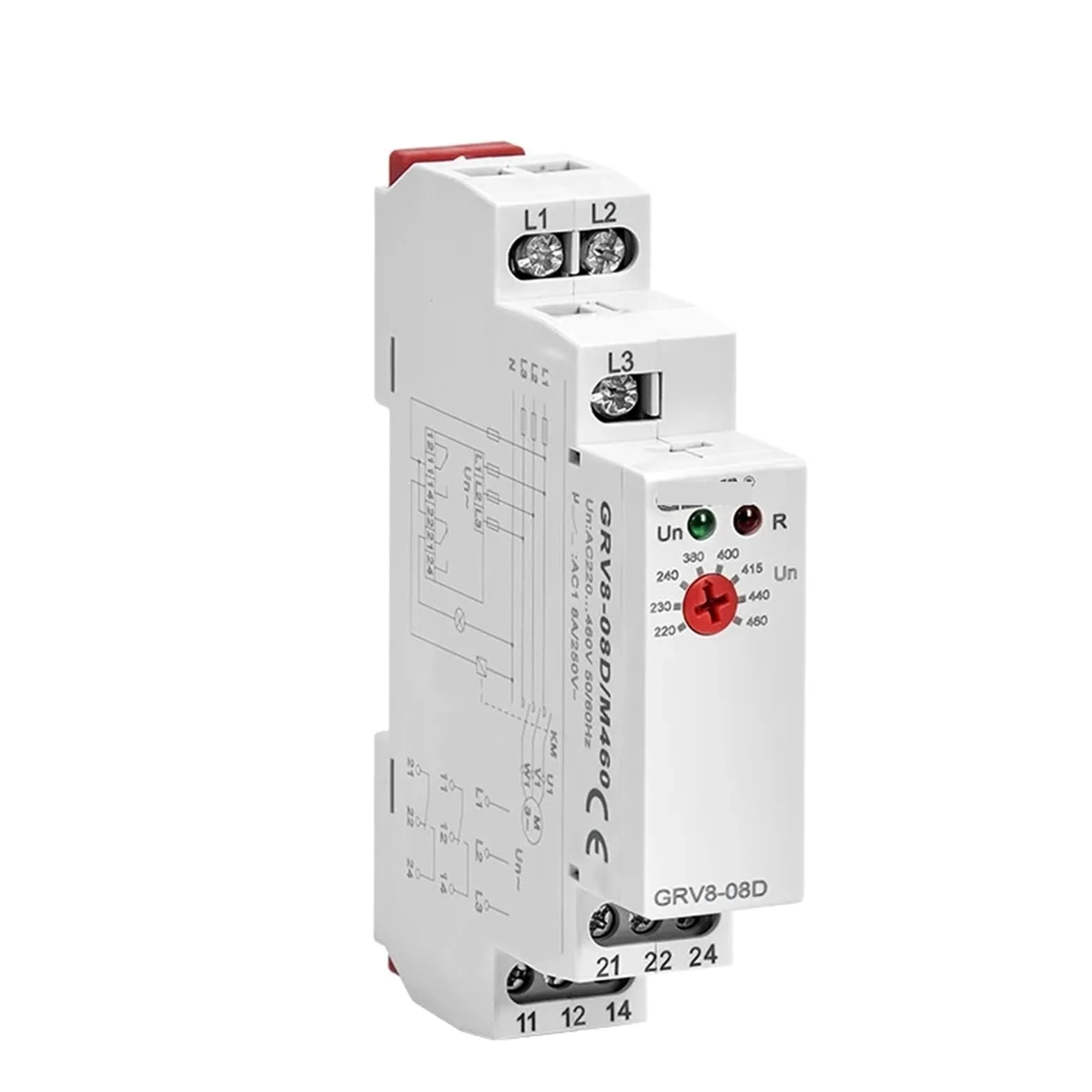 GRV8-08 Relé de sobretensión y subtensión, fallo de fase, secuencia de fase, relé de Control de asimetría, 1 Uds. (Size : GRV8-08D M460)