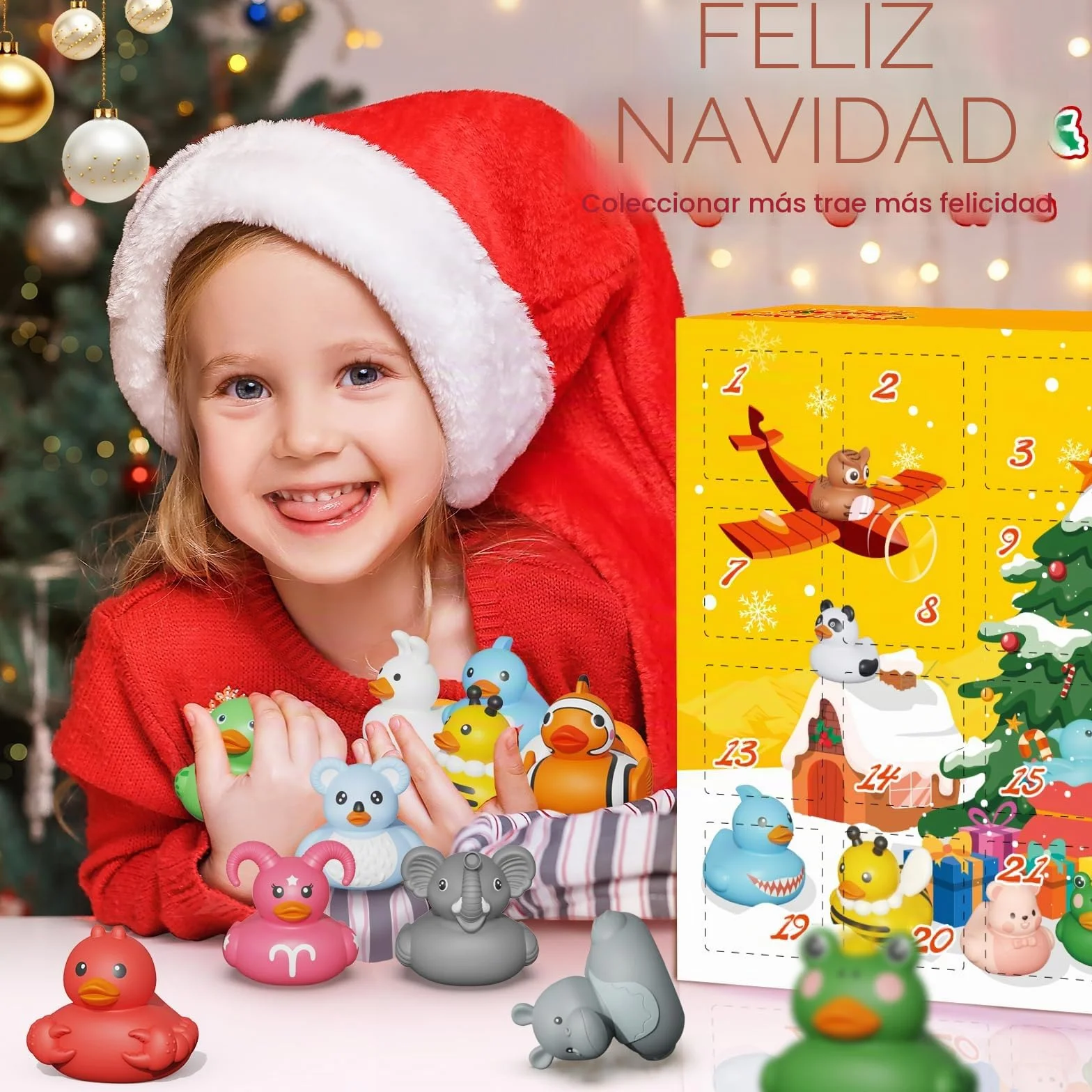 Grarain Calendario de Adviento para Niños 24 Días Juguetes de Baño Patos de Goma