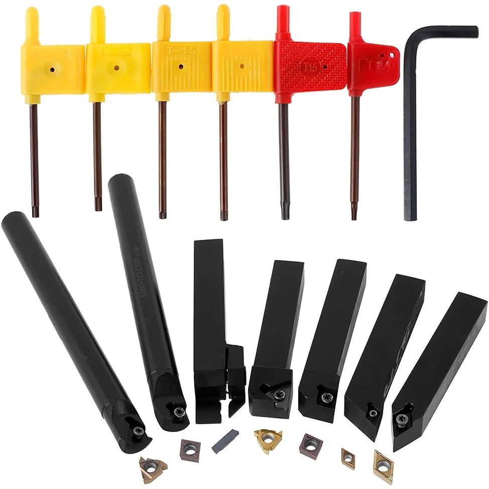 Juego de 21 herramientas de torno multifunción con inserciones de carburo 16 mm