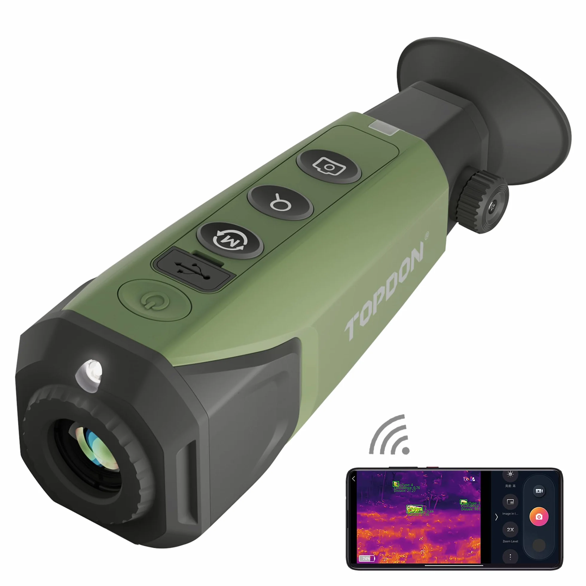 TOPDON TS004 Camara Termica, 320x240 IR 50Hz Termico Monocular, 410m Rango de Detección, 13mm Lente, Camara Termografica con 32GB Memoria, WiFi, Zoom 2-8X, para Caza y Observación de Fauna