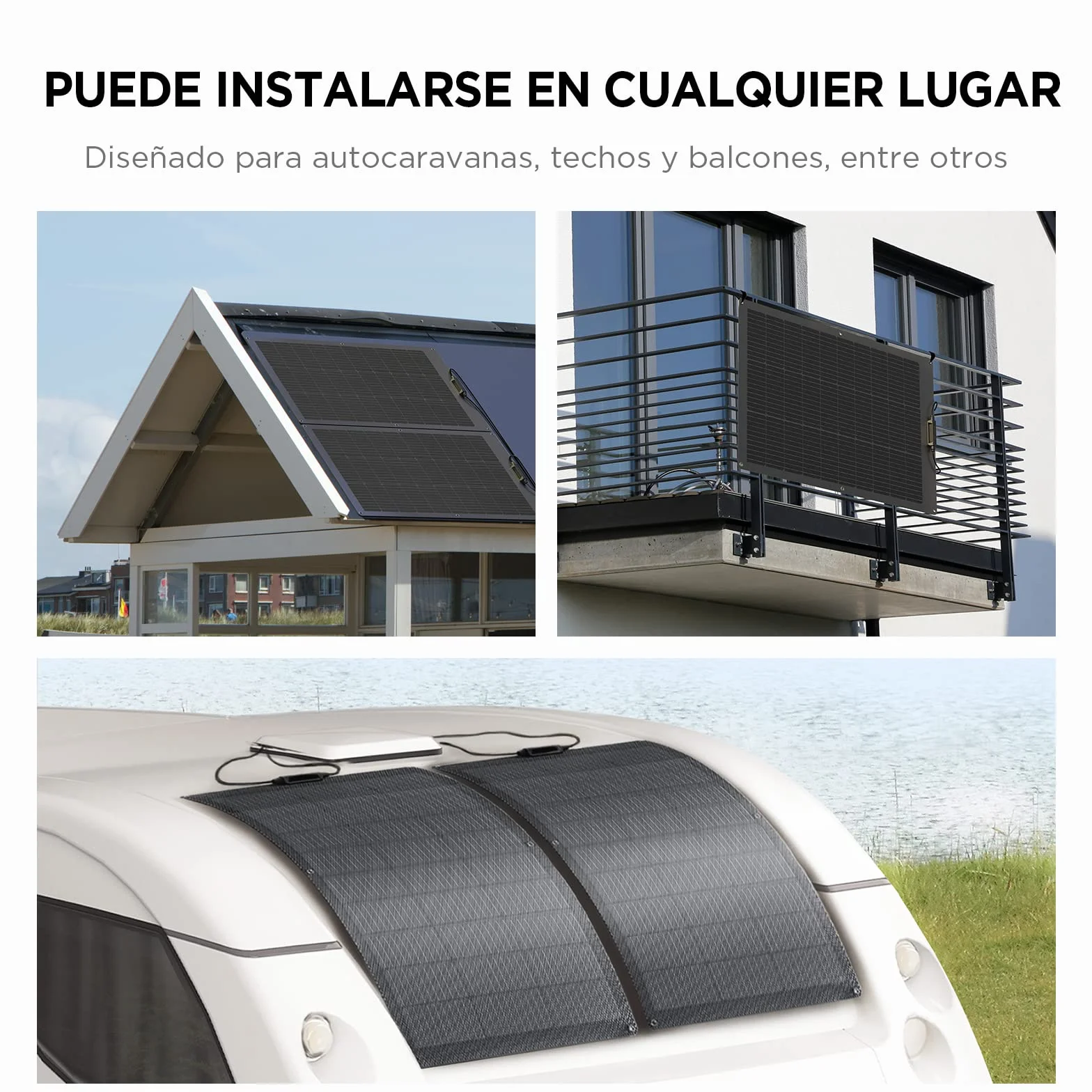 Panel solar flexible EcoFlow de 100 W con impermeabilidad de grado IP68 y celdas solares de alta eficiencia para techos, autocaravanas y mucho más